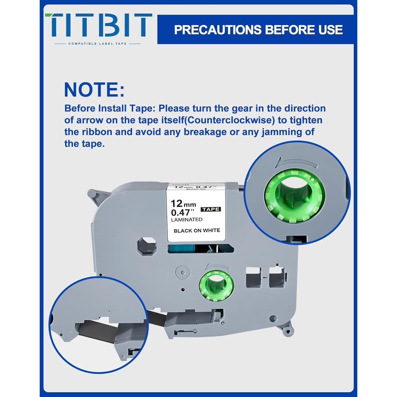 Cinta de Etiquetas TZe 12mm 6 Colores TITBIT para Brother