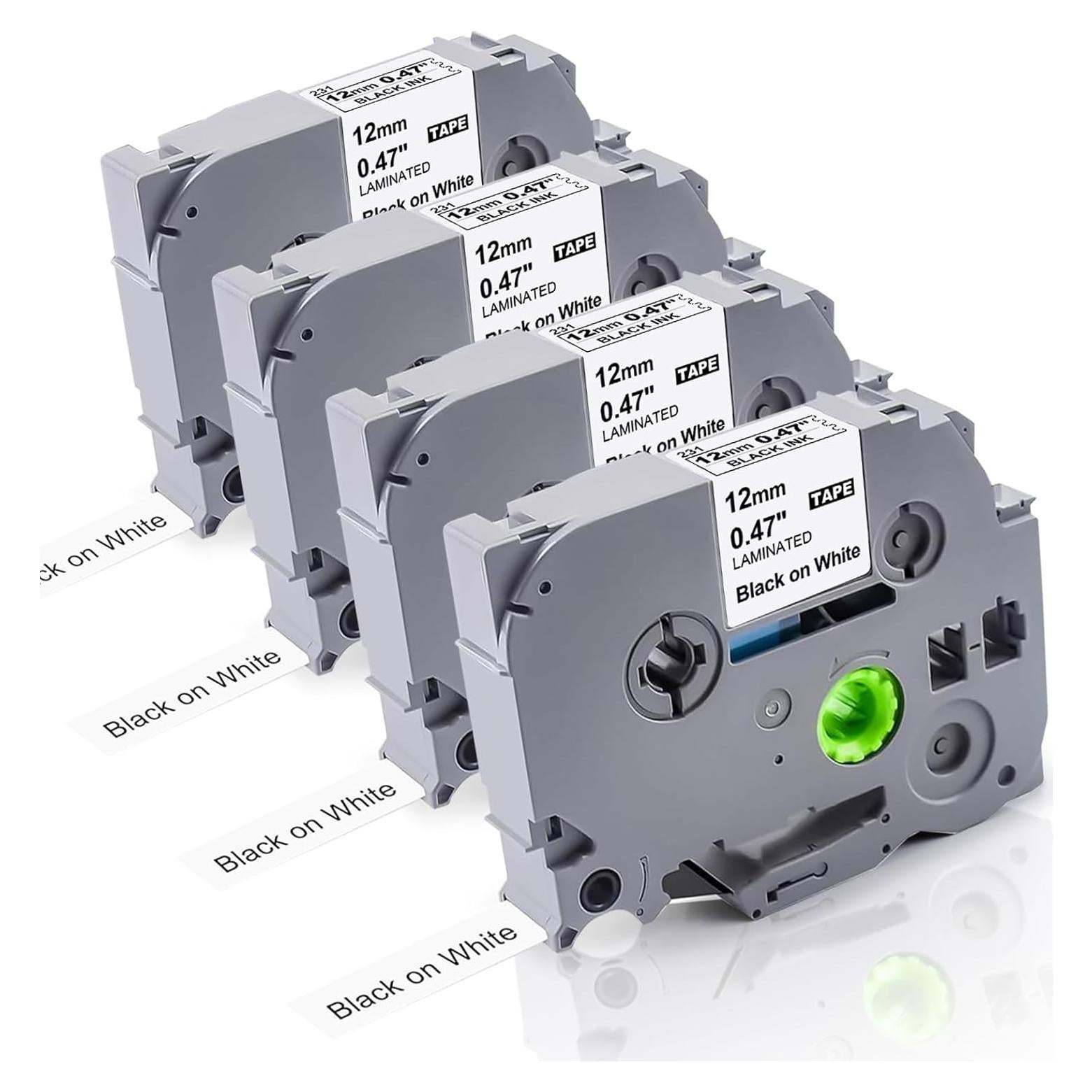 Paquete de 4 cintas de etiquetadora Brother TZe-231 12mm