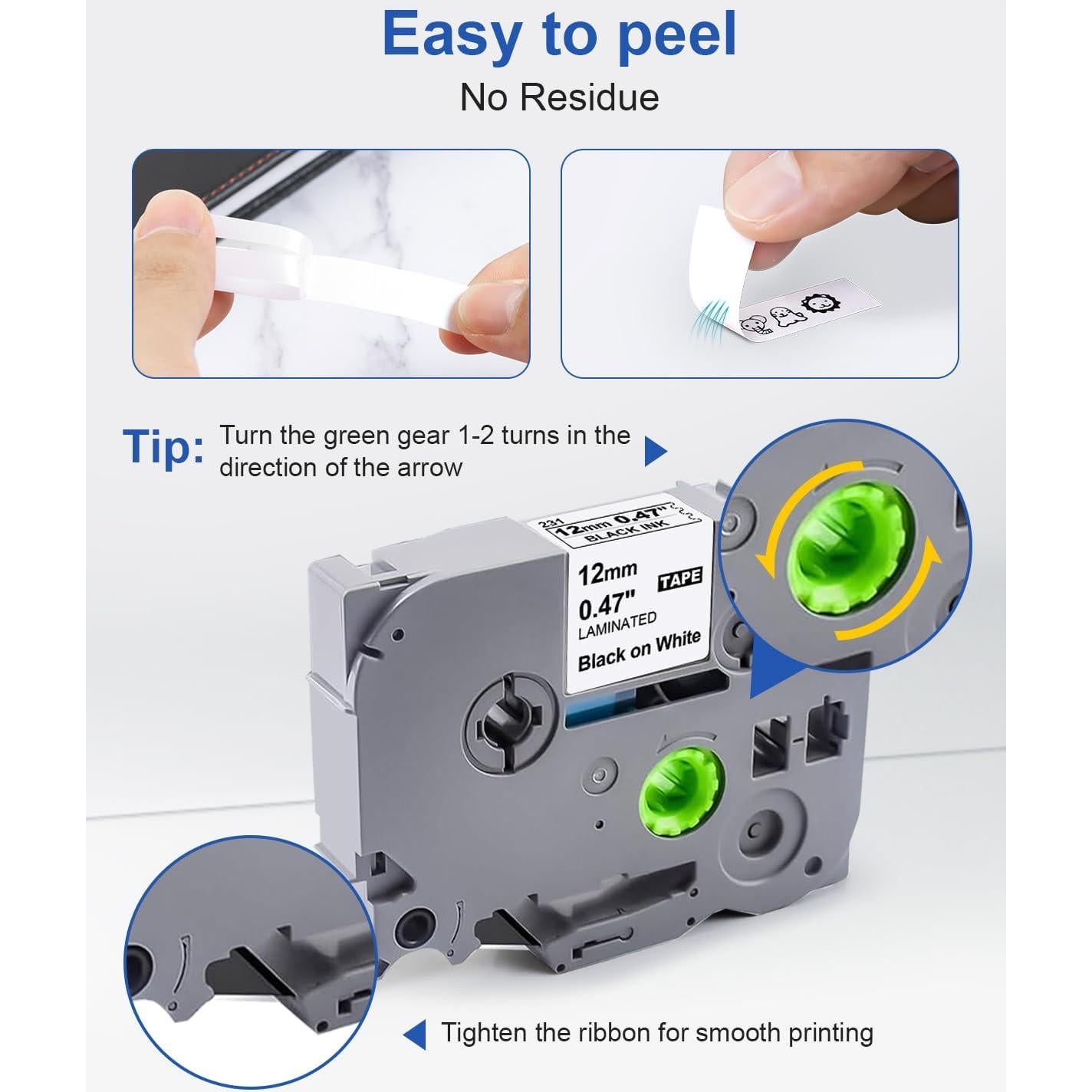 Paquete de 4 cintas de etiquetadora Brother TZe-231 12mm