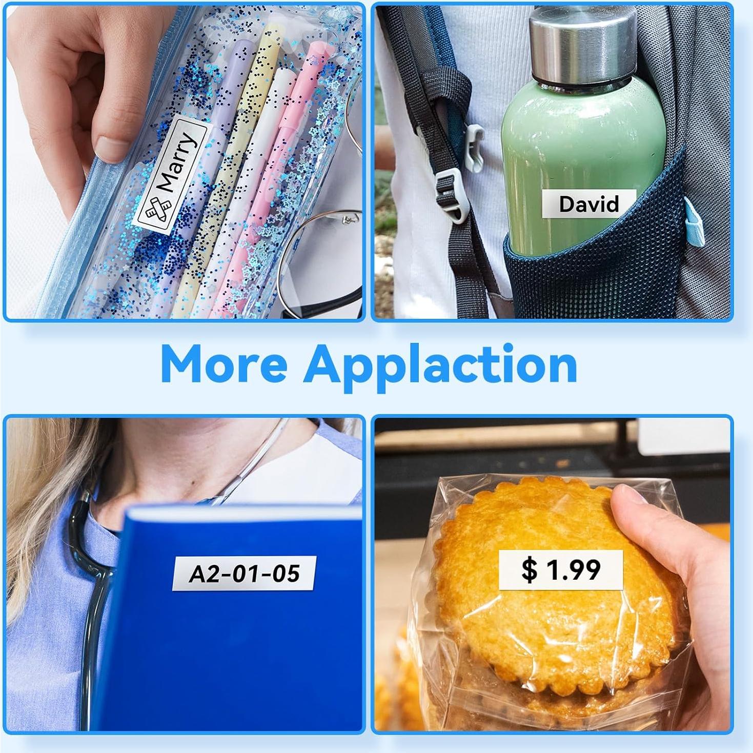 Cinta de Etiquetadora AONOMI 12mm 10PK Negra sobre Blanca