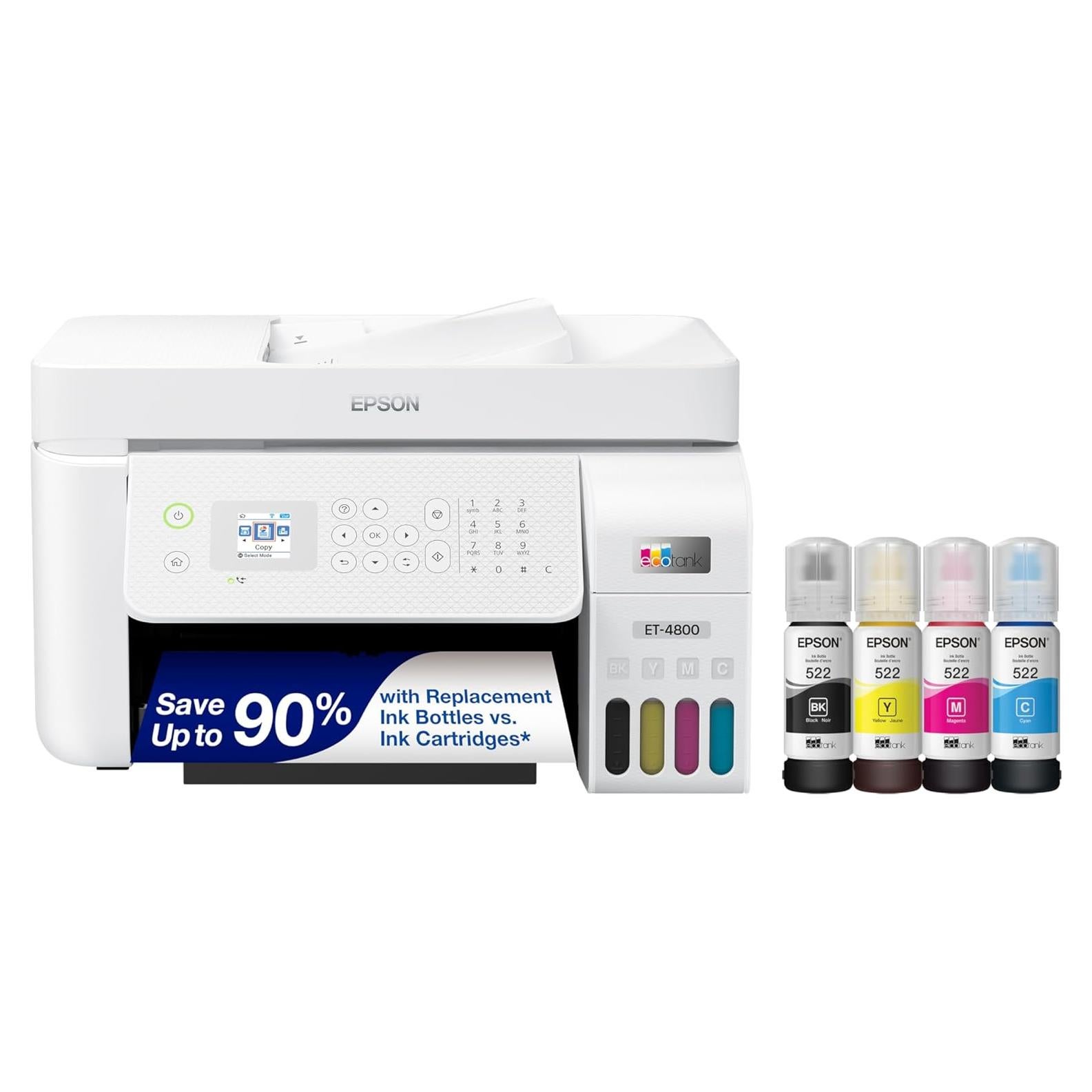 Impresora Todo-en-Uno Epson EcoTank ET-4800 Inalámbrica Blanca