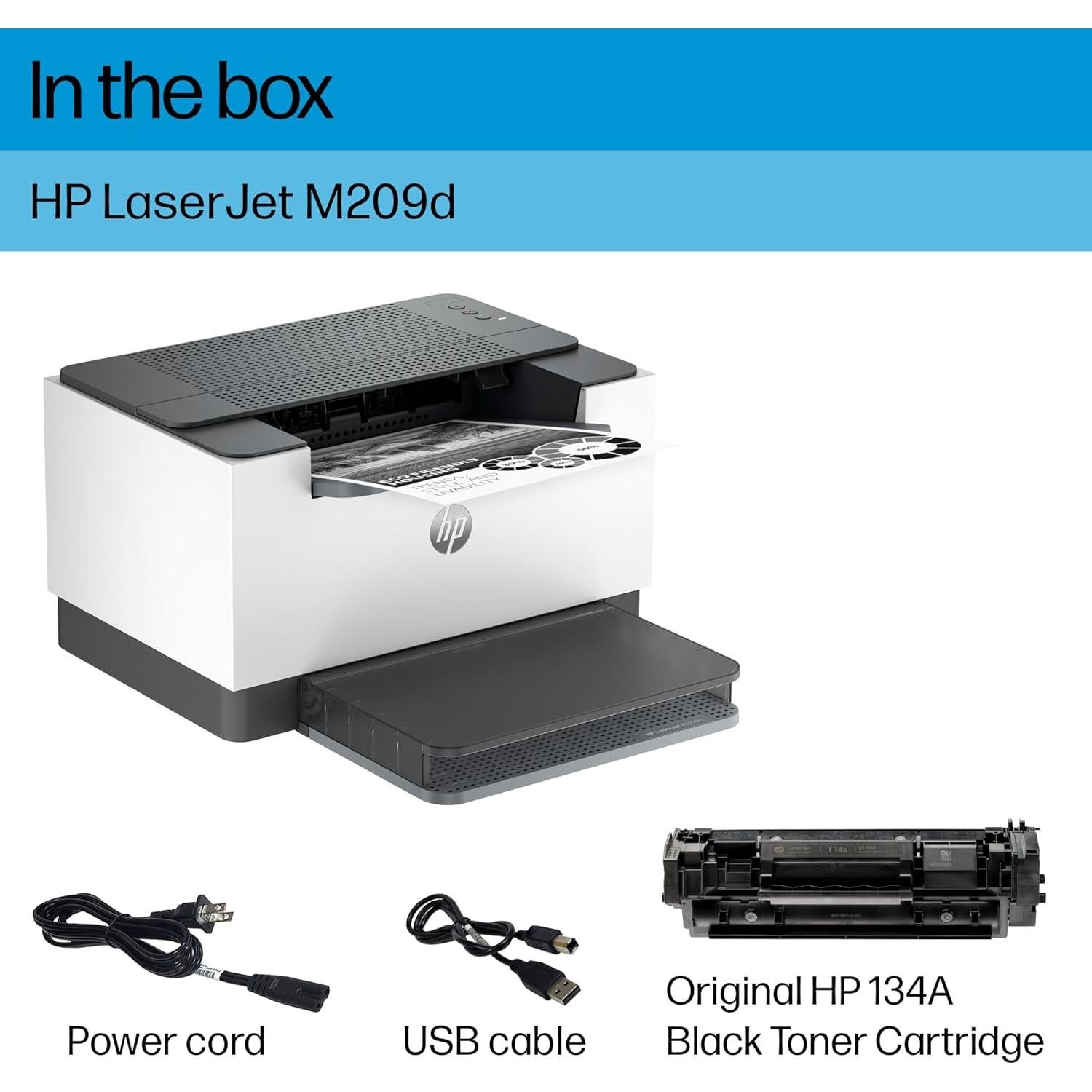 Impresora Láser HP LaserJet M209d, Dúplex Automático, USB