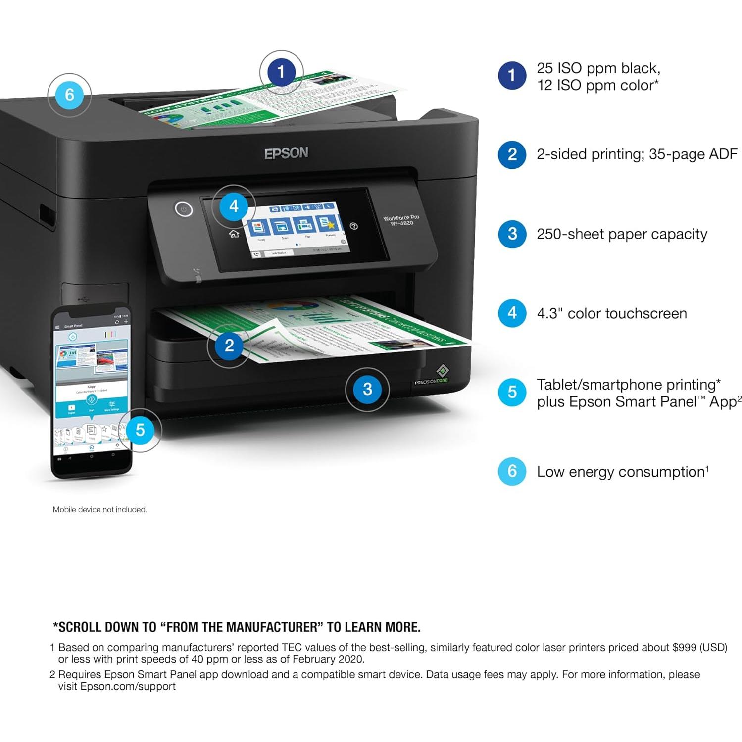 Impresora Inalámbrica Epson WorkForce Pro WF-4820 Todo-en-Uno