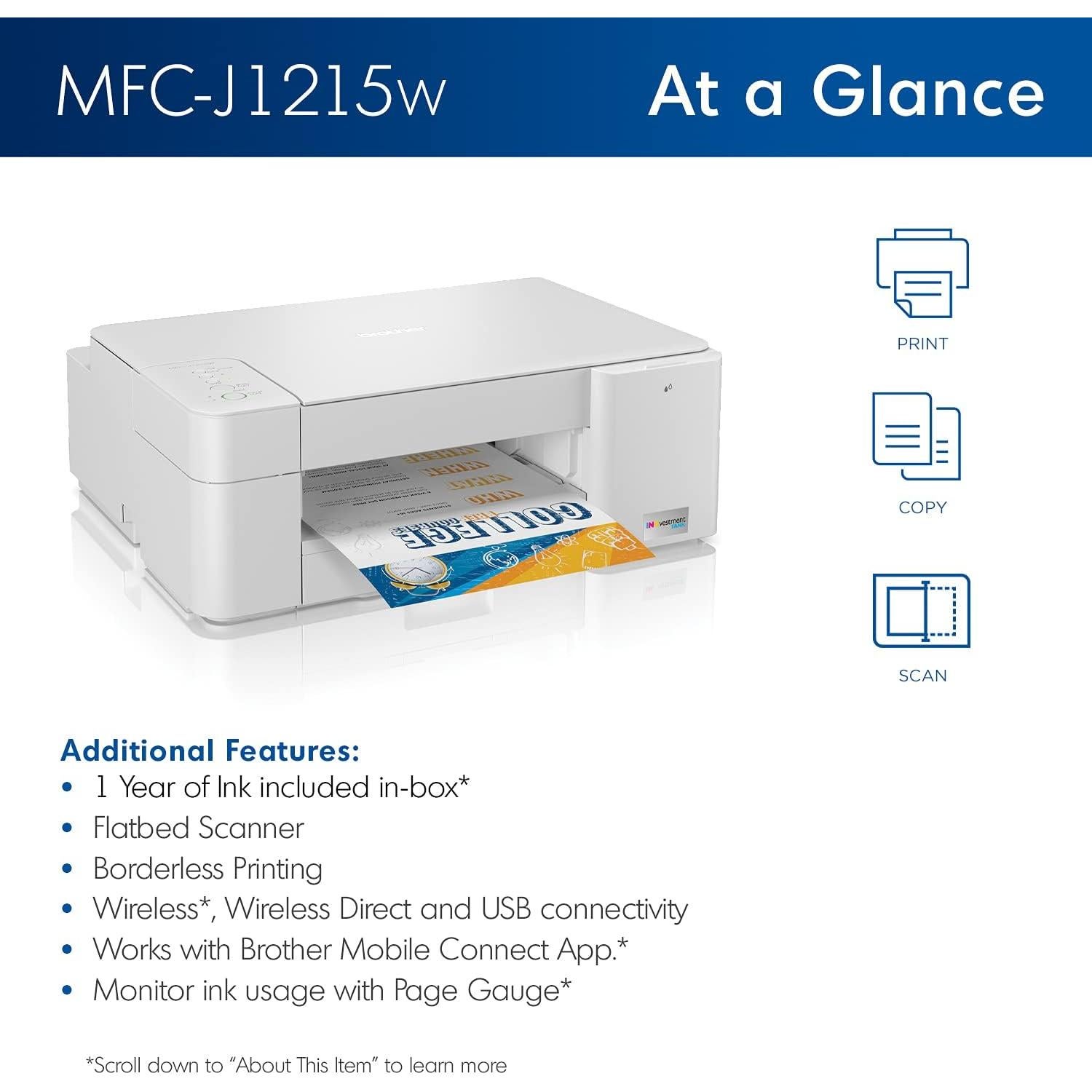 Impresora Multifuncional Brother MFC-J1215W INKvestment Tank