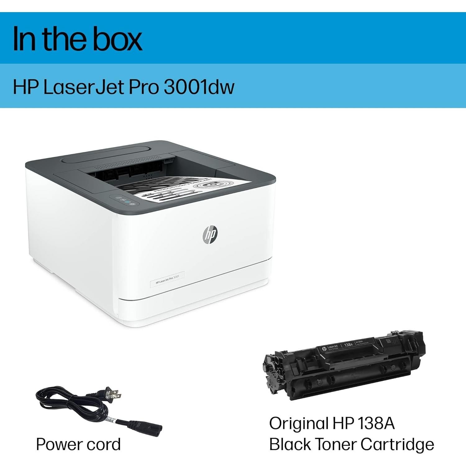 Impresora HP LaserJet Pro 3001dw Inalámbrica A4 35ppm