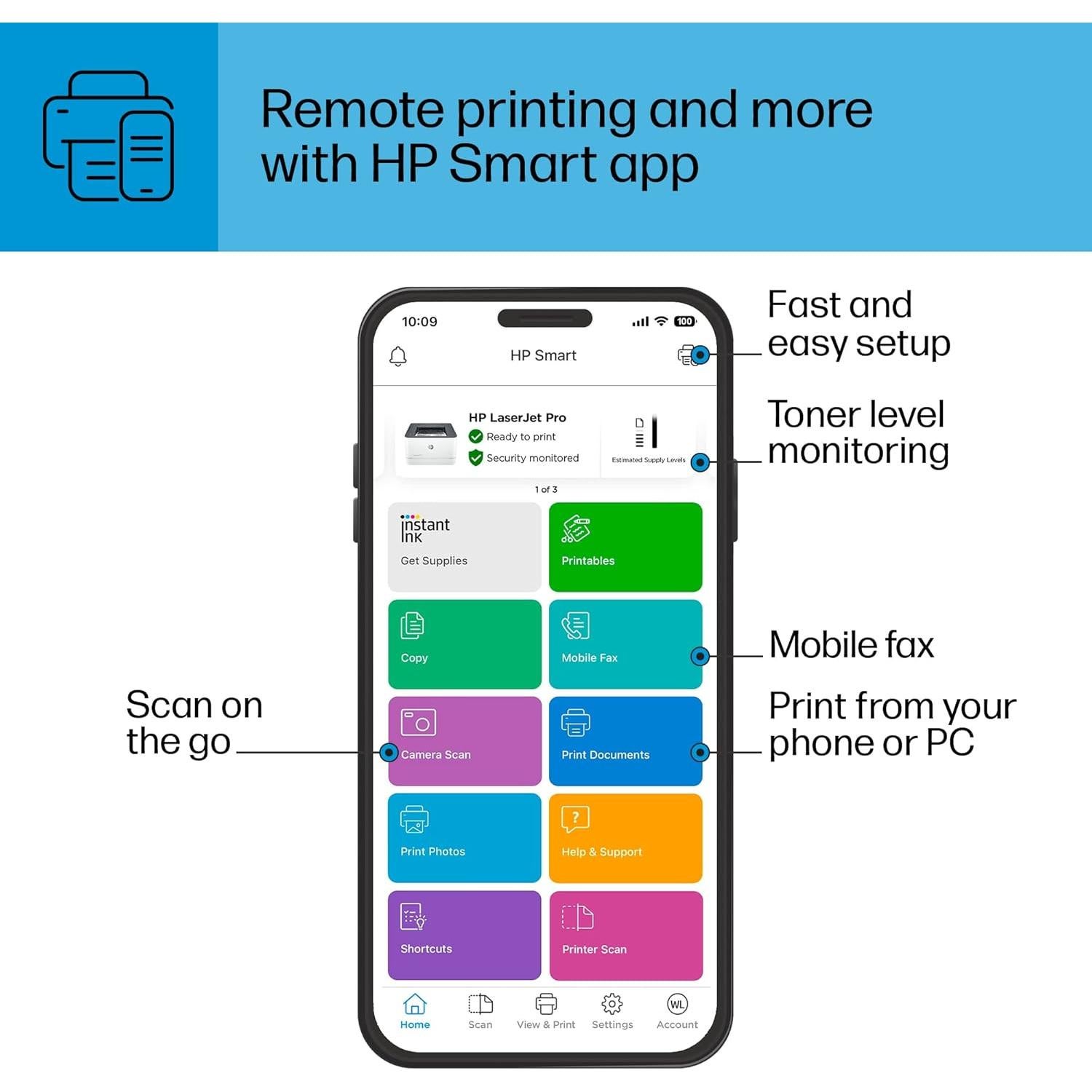 Impresora HP LaserJet Pro 3001dw Inalámbrica A4 35ppm
