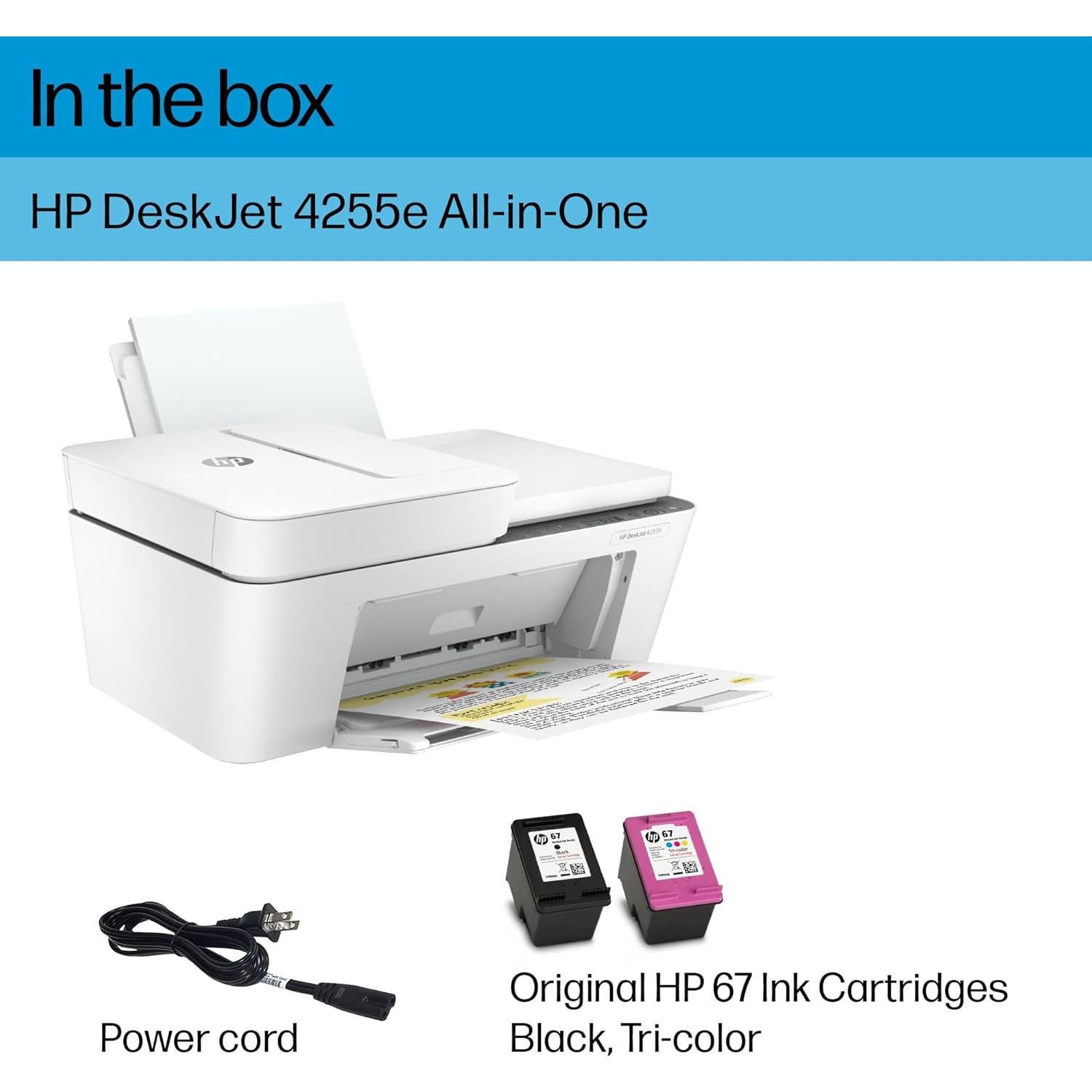 Impresora Multifuncional Inalámbrica HP DeskJet 4255e - Color, Escáner y Copiadora
