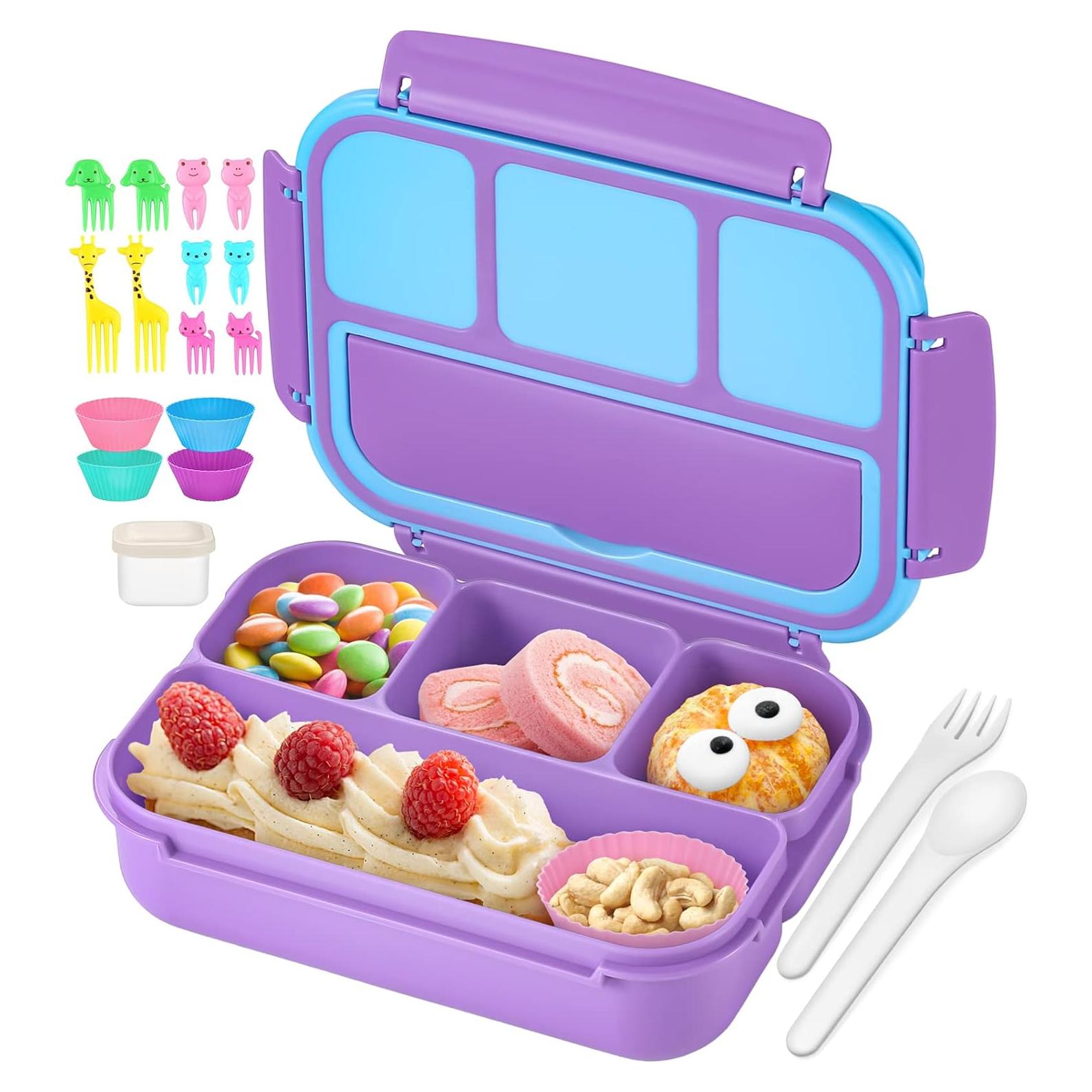 Caja de Almuerzo Bento QQKO 1200ml 4 Compartimentos Púrpura