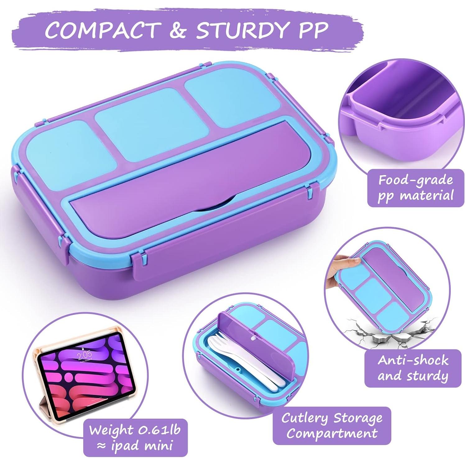 Caja de Almuerzo Bento QQKO 1200ml 4 Compartimentos Púrpura