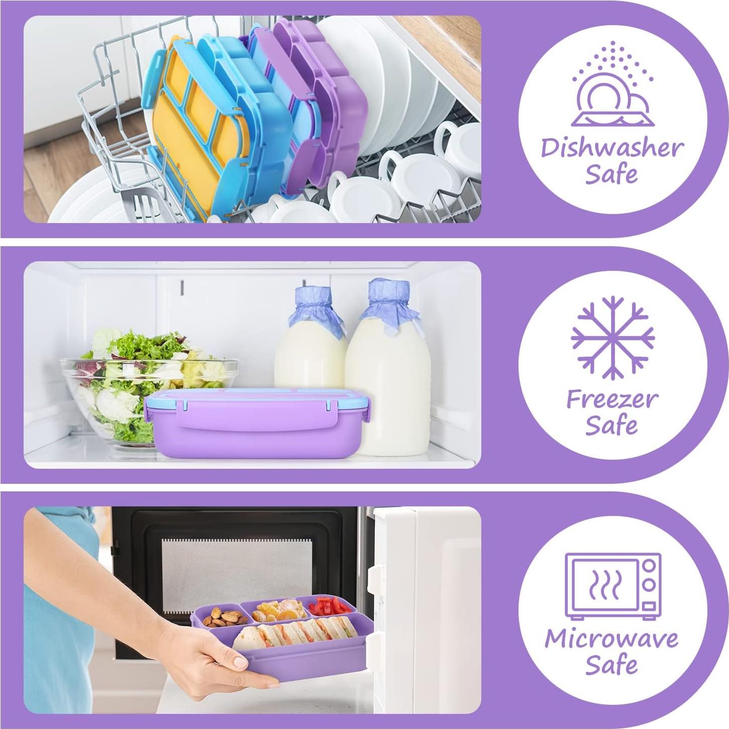 Caja de Almuerzo Bento QQKO 1200ml 4 Compartimentos Púrpura