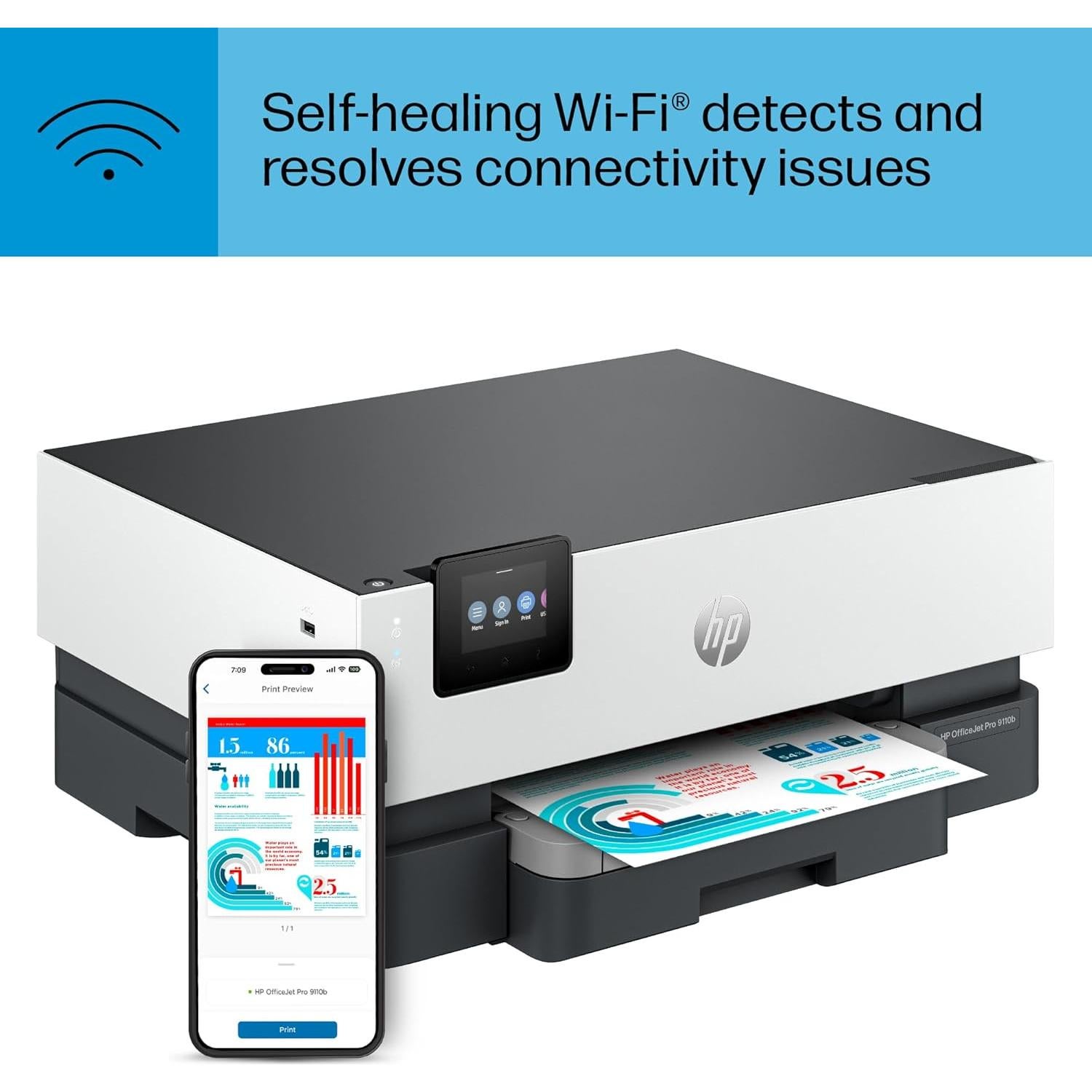 Impresora Inyección de Tinta Color Inalámbrica HP OfficeJet Pro 9110b