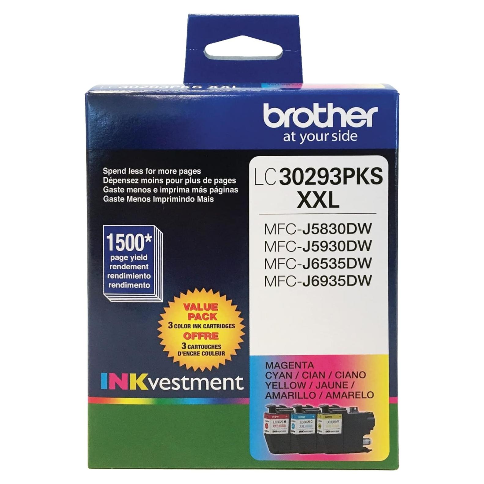 Cartuchos de Tinta Brother LC3029 Cian Magenta Amarillo 3Paq