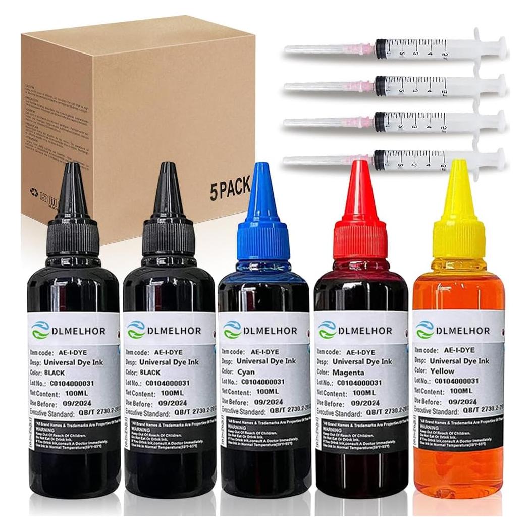 Kit de Recarga de Tinta Universal DLMELHOR 500ml 5 Piezas