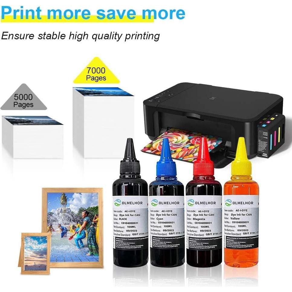 Kit de Recarga de Tinta Universal DLMELHOR 500ml 5 Piezas