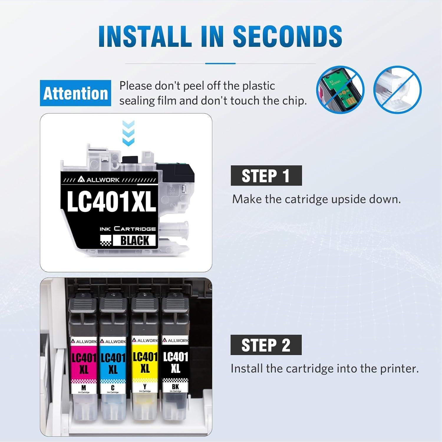 Cartuchos de tinta LC401XL ALLWORK para Brother MFC-J1010DW - 4 unidades