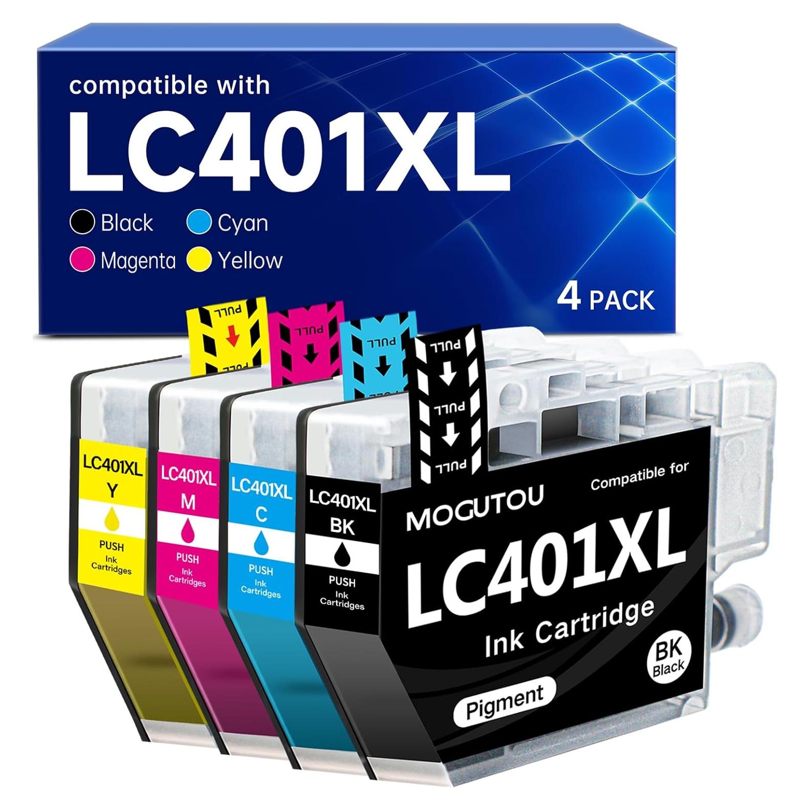 Cartuchos de tinta MOGUTOU LC401XL compatibles Brother 4PK
