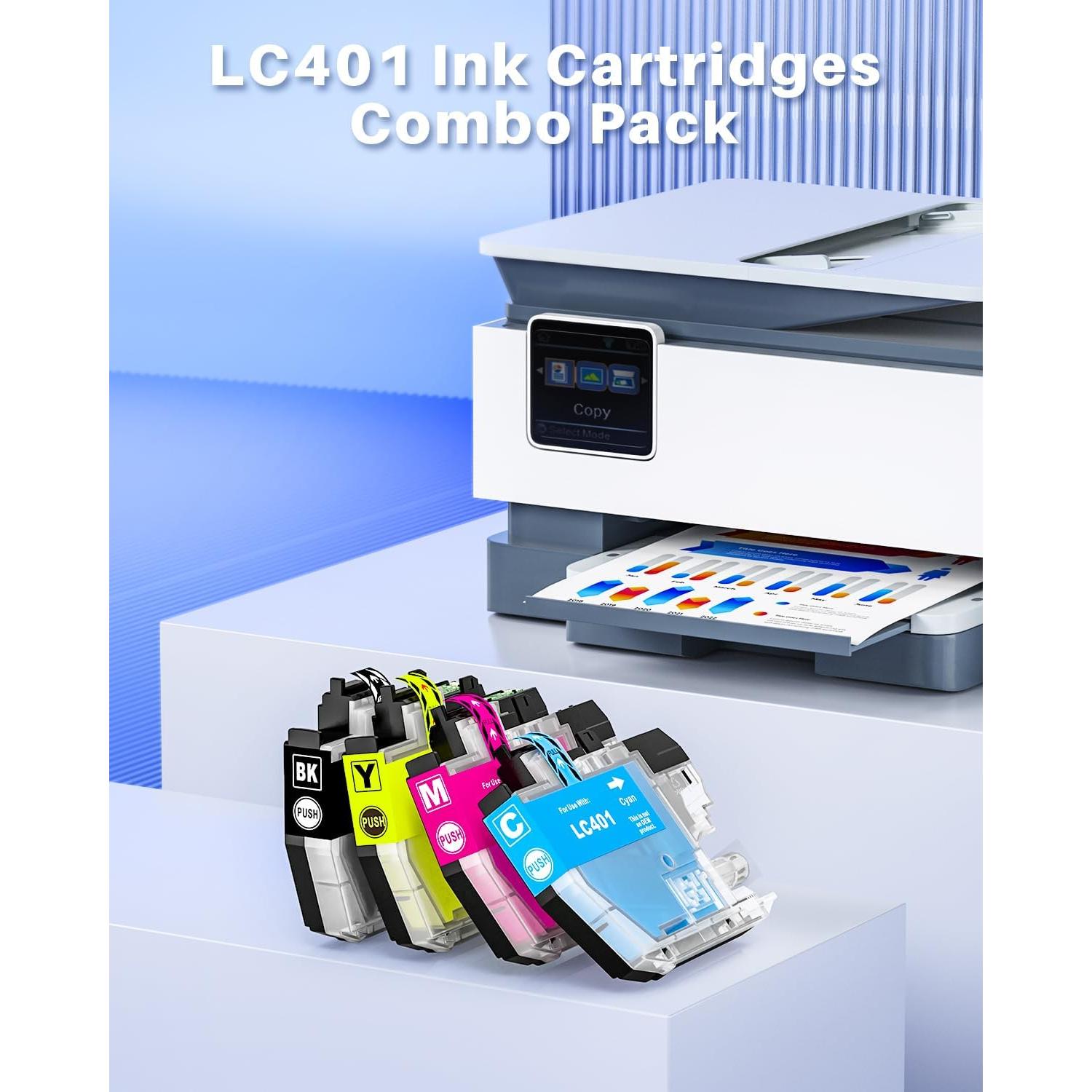 INK4U LC401 LC-401 Ink Cartridges Compatible Replacement for LC401 Ink Cartridges to Use with MFC-J1010DW, MFC-J1012DW, MFC-J1170DW Printer (Black Cyan Magenta Yellow, 4 Pack)