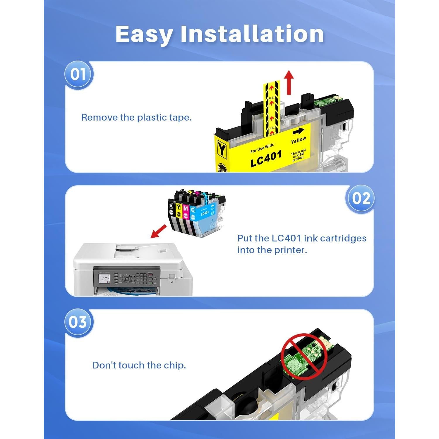 INK4U LC401 LC-401 Ink Cartridges Compatible Replacement for LC401 Ink Cartridges to Use with MFC-J1010DW, MFC-J1012DW, MFC-J1170DW Printer (Black Cyan Magenta Yellow, 4 Pack)