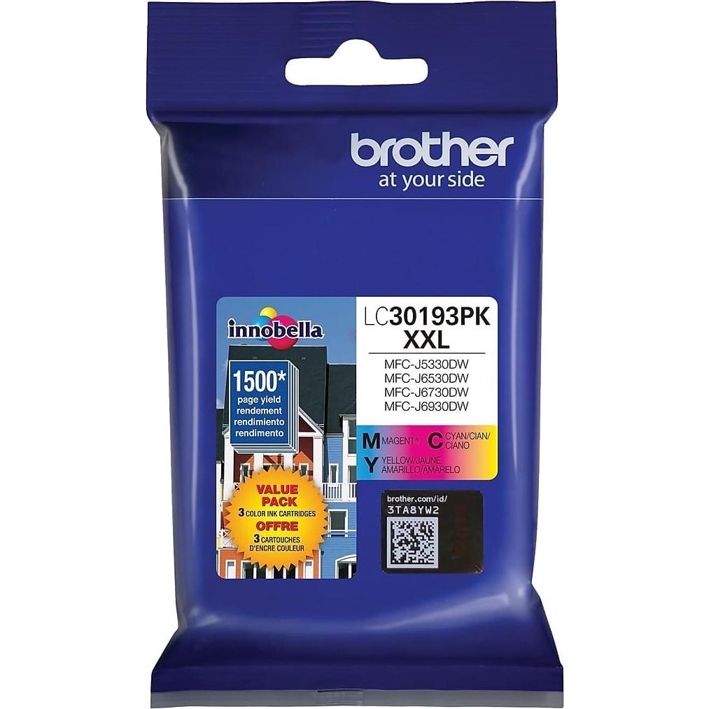 Printer LC30193PK Super High Yield XXL 3 Pack Ink Cartridges- 1 Ea: Cyan/Magenta/Yellow Ink
