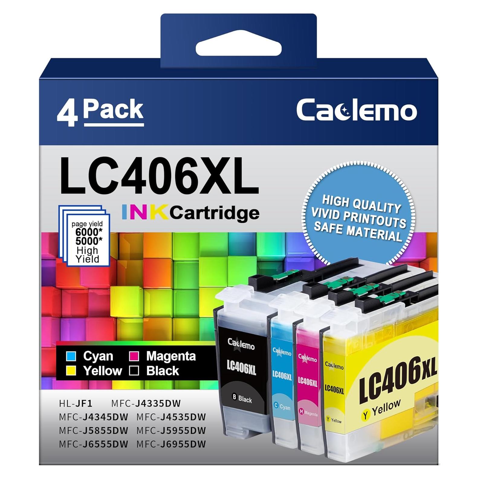 LC406XL Ink Cartridges for Brother Printer for LC406XL LC406 LC 406XL for Brother LC406 Ink Cartridges Compatible with MFC-J4335DW,MFC-J5855DW,MFC-J4535DW,MFC-J6555DW Printer (4 Pack)