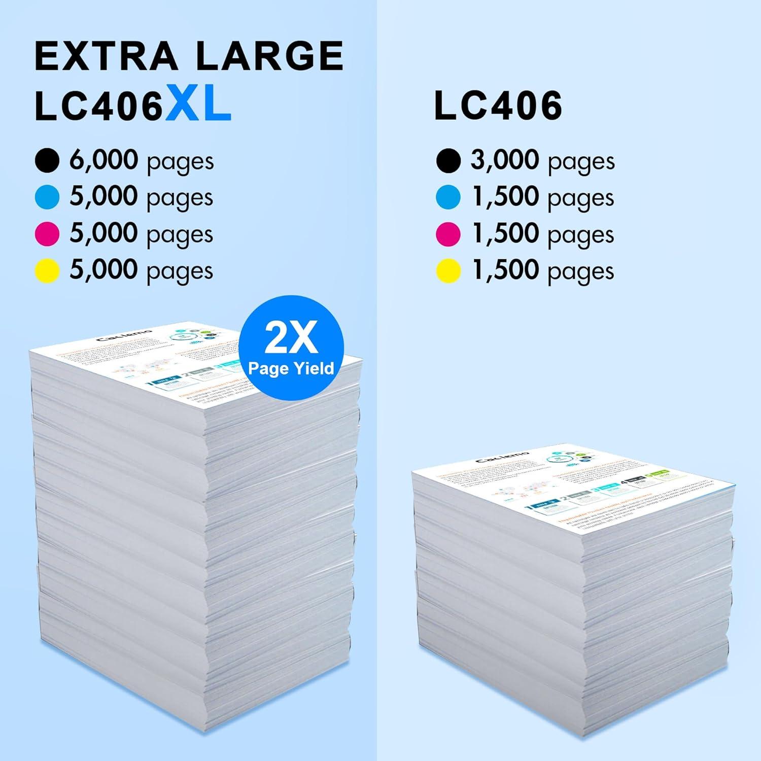 LC406XL Ink Cartridges for Brother Printer for LC406XL LC406 LC 406XL for Brother LC406 Ink Cartridges Compatible with MFC-J4335DW,MFC-J5855DW,MFC-J4535DW,MFC-J6555DW Printer (4 Pack)