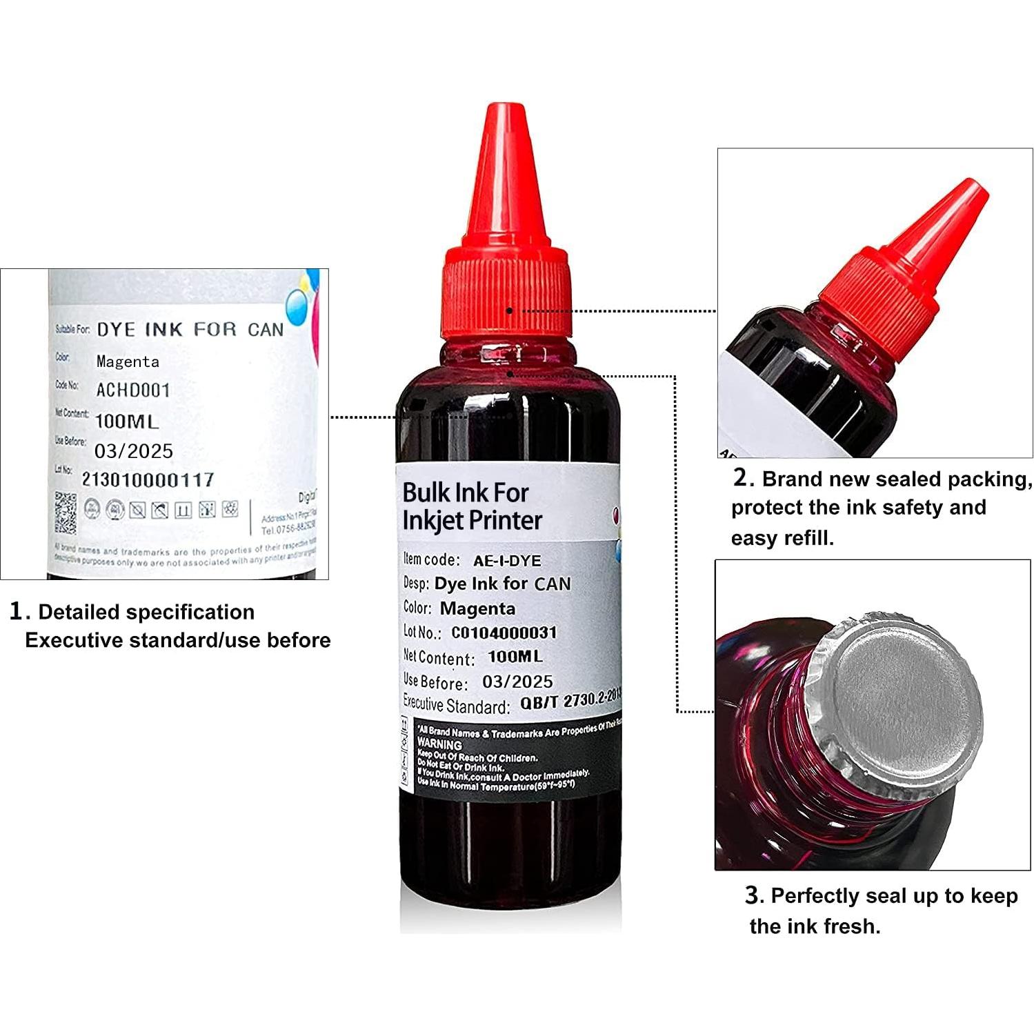 Kit de Recarga de Tinta Universal AYMSous 6x100ml para Impresoras