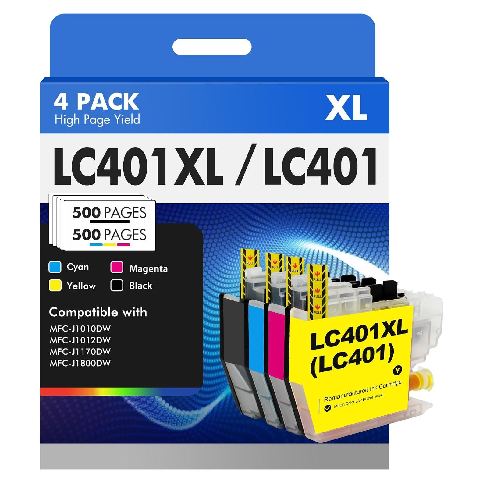 Cartuchos de tinta Brother LC401 LC401XL Paquete 4 Negro Cian Magenta Amarillo