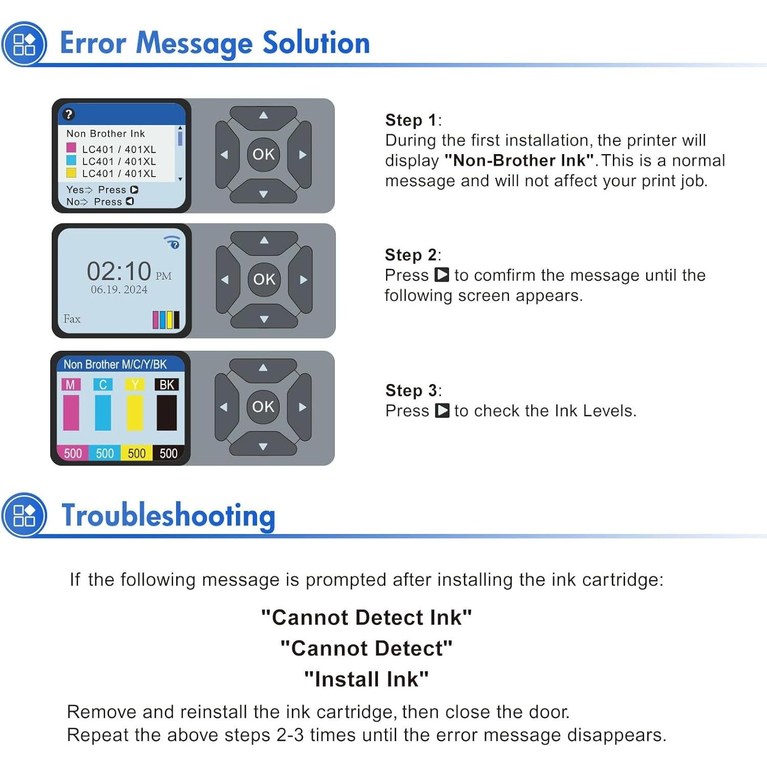 Cartuchos de tinta Brother LC401 LC401XL Paquete 4 Negro Cian Magenta Amarillo