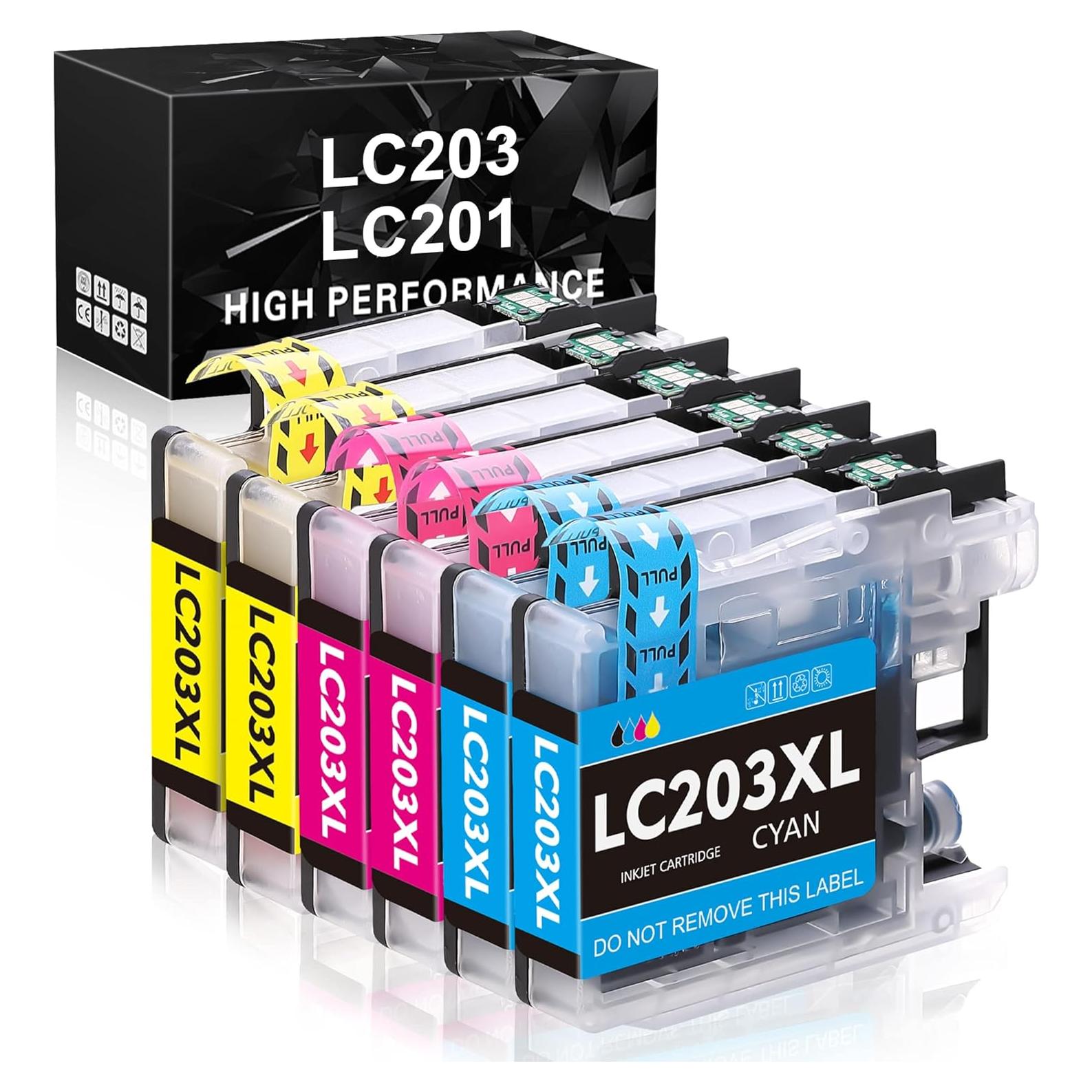 Cartucho de tinta compatible Brother LC203XL - 2 Cian, 2 Magenta, 2 Amarillo