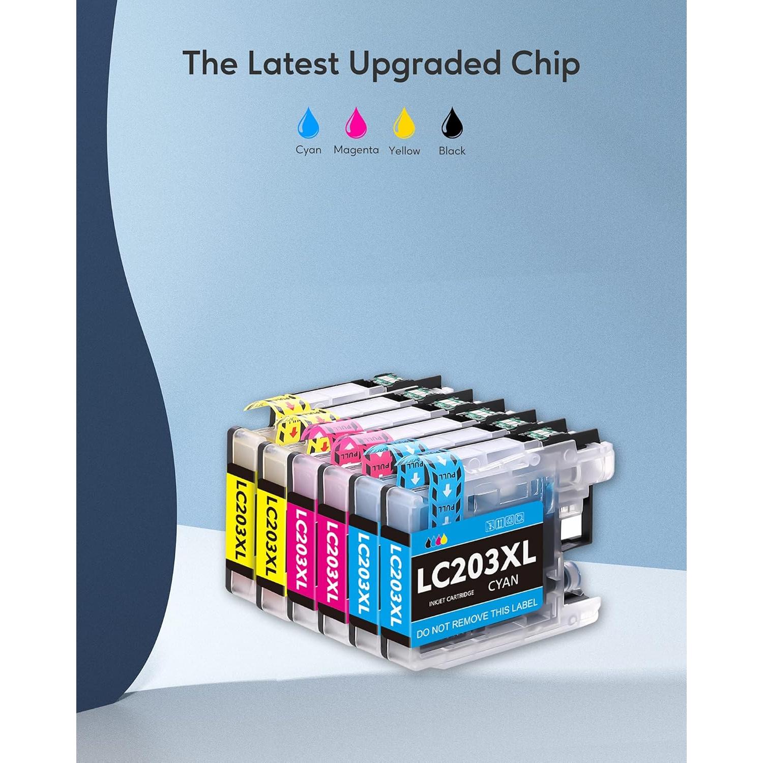 Cartucho de tinta compatible Brother LC203XL - 2 Cian, 2 Magenta, 2 Amarillo