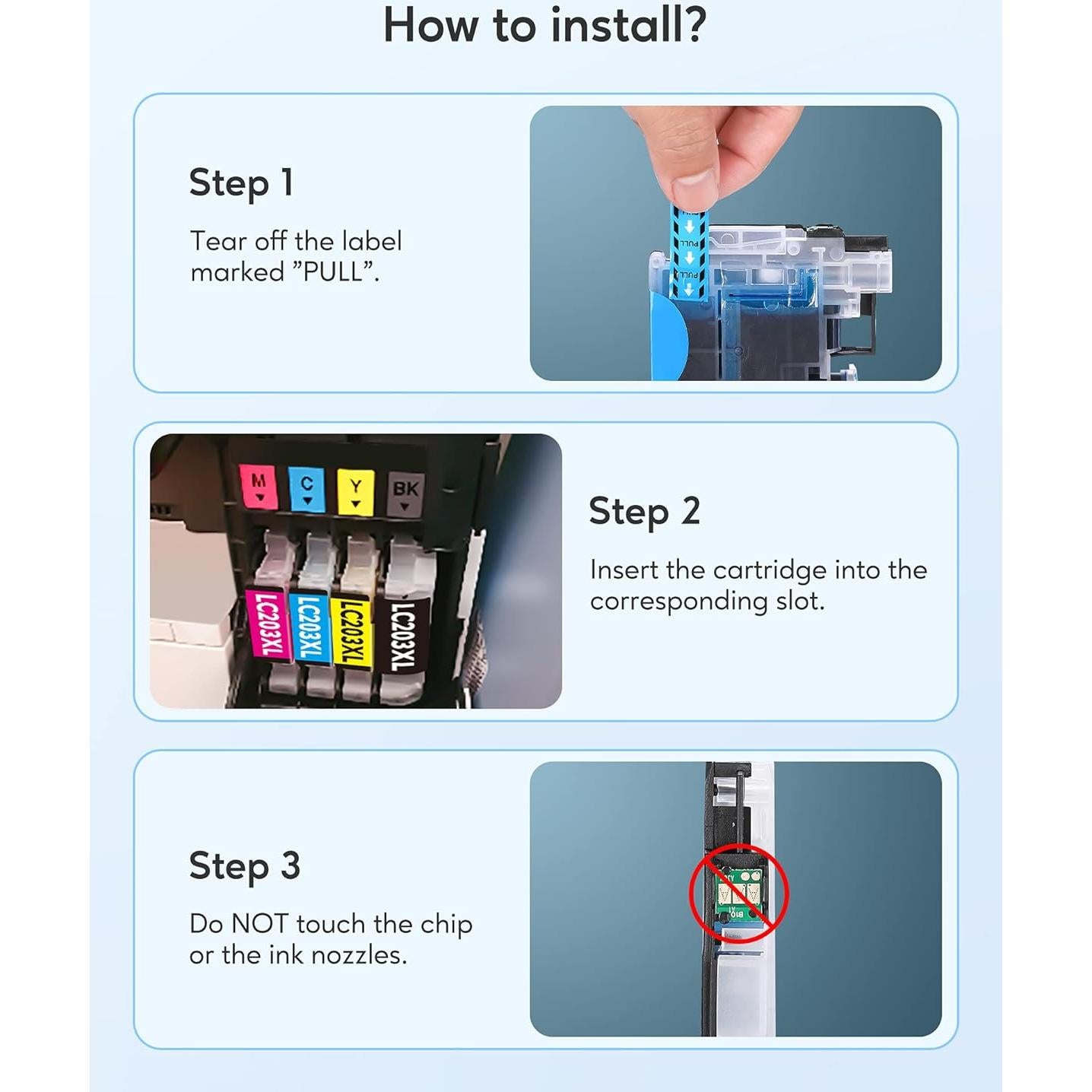 Cartucho de tinta compatible Brother LC203XL - 2 Cian, 2 Magenta, 2 Amarillo