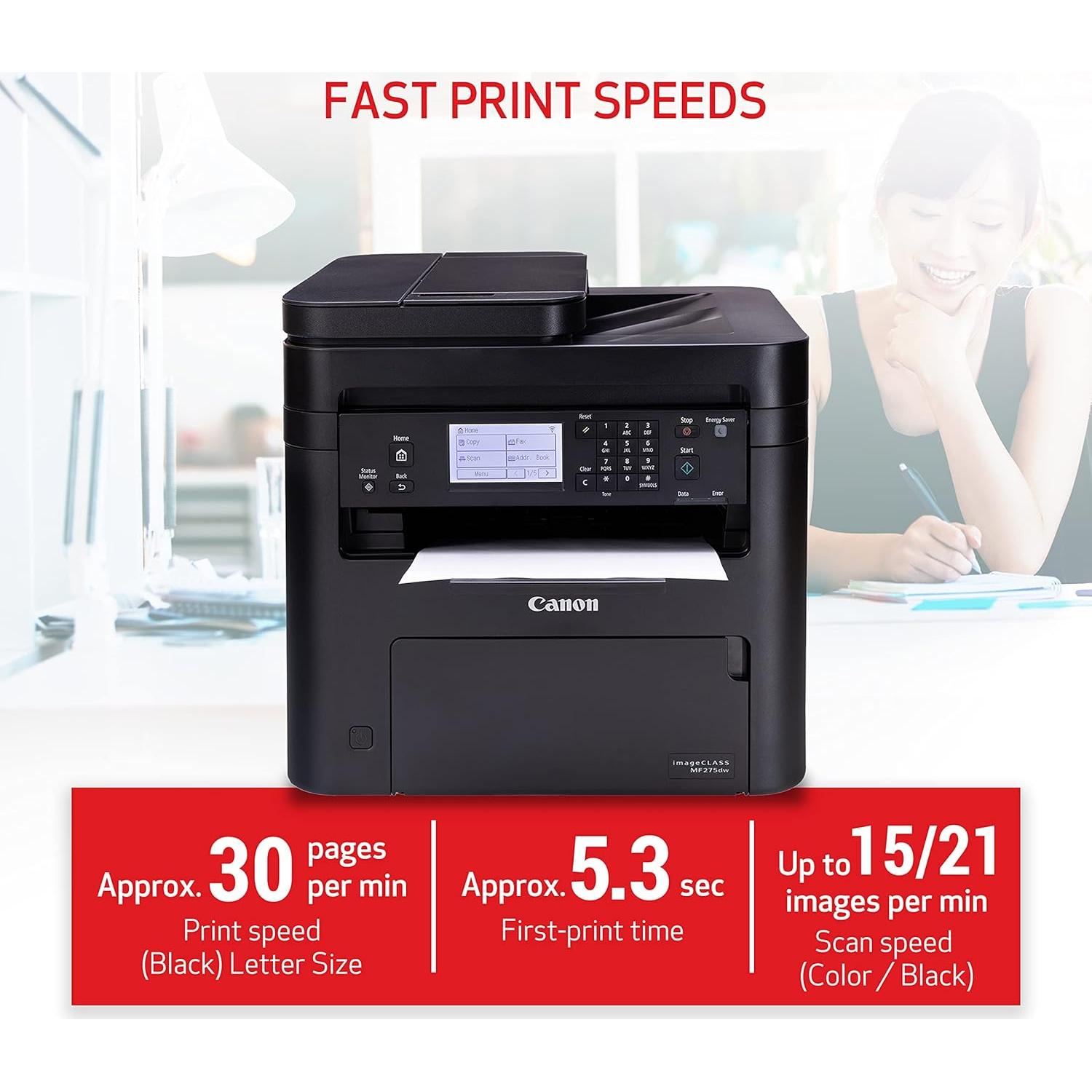 imageCLASS MF275dw - Monochrome, Duplex Wireless Laser Printer, All-In-One With Scanner, Copier, Fax, Mobile Ready, 30 PPM, Black