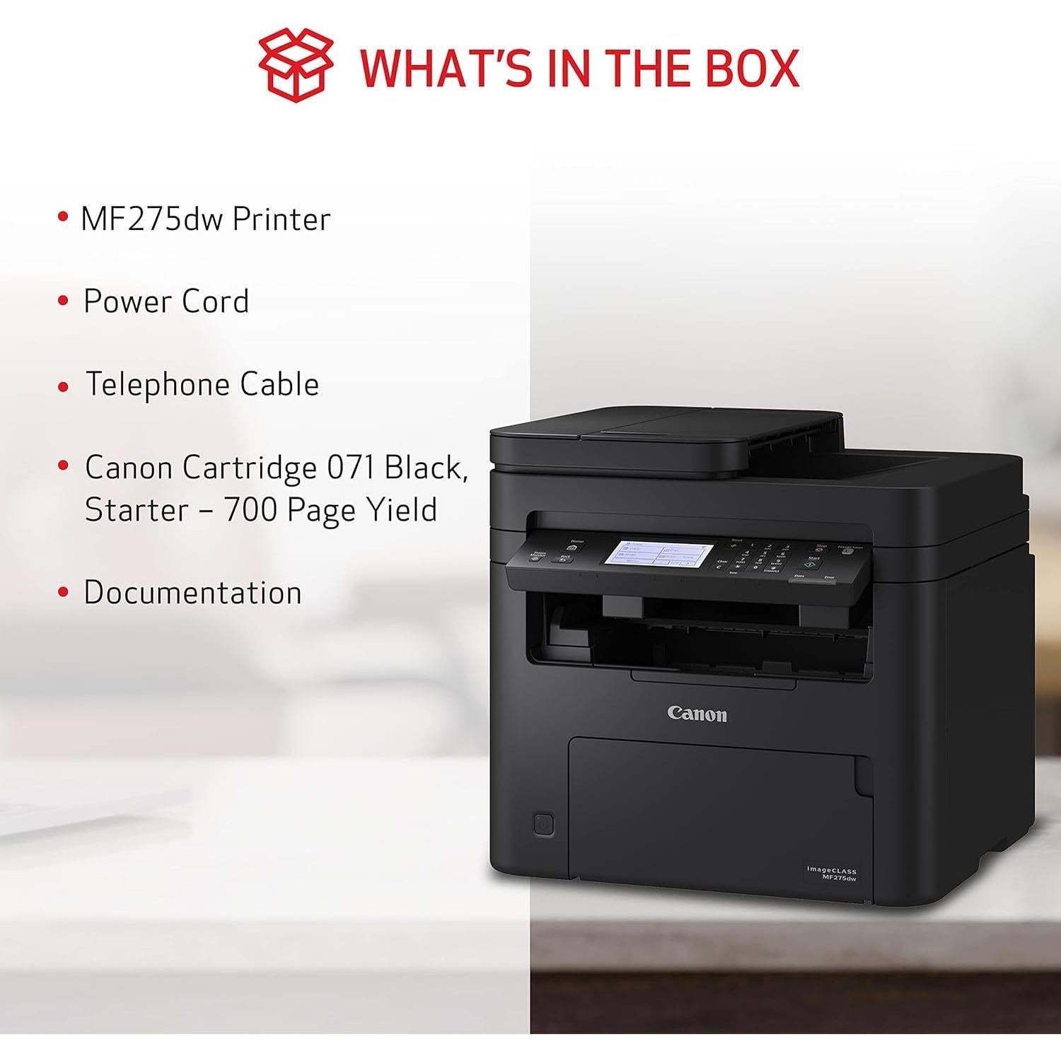 imageCLASS MF275dw - Monochrome, Duplex Wireless Laser Printer, All-In-One With Scanner, Copier, Fax, Mobile Ready, 30 PPM, Black