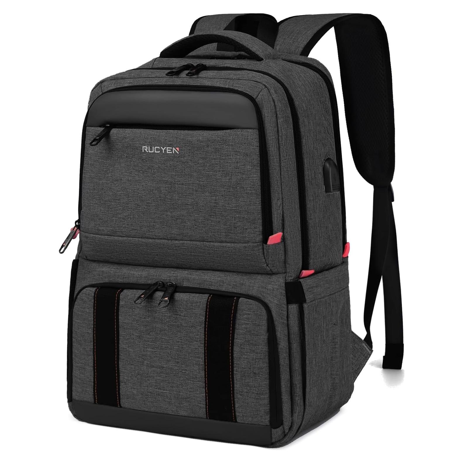 Mochila de Almuerzo Grande 17.3" Negra con Puerto USB