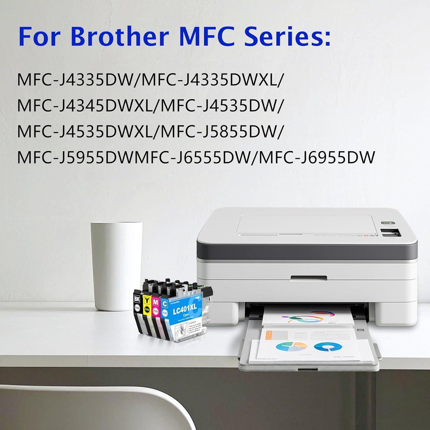 Cartuchos de Tinta Negra Mulakn LC406XL para Brother - 4PK