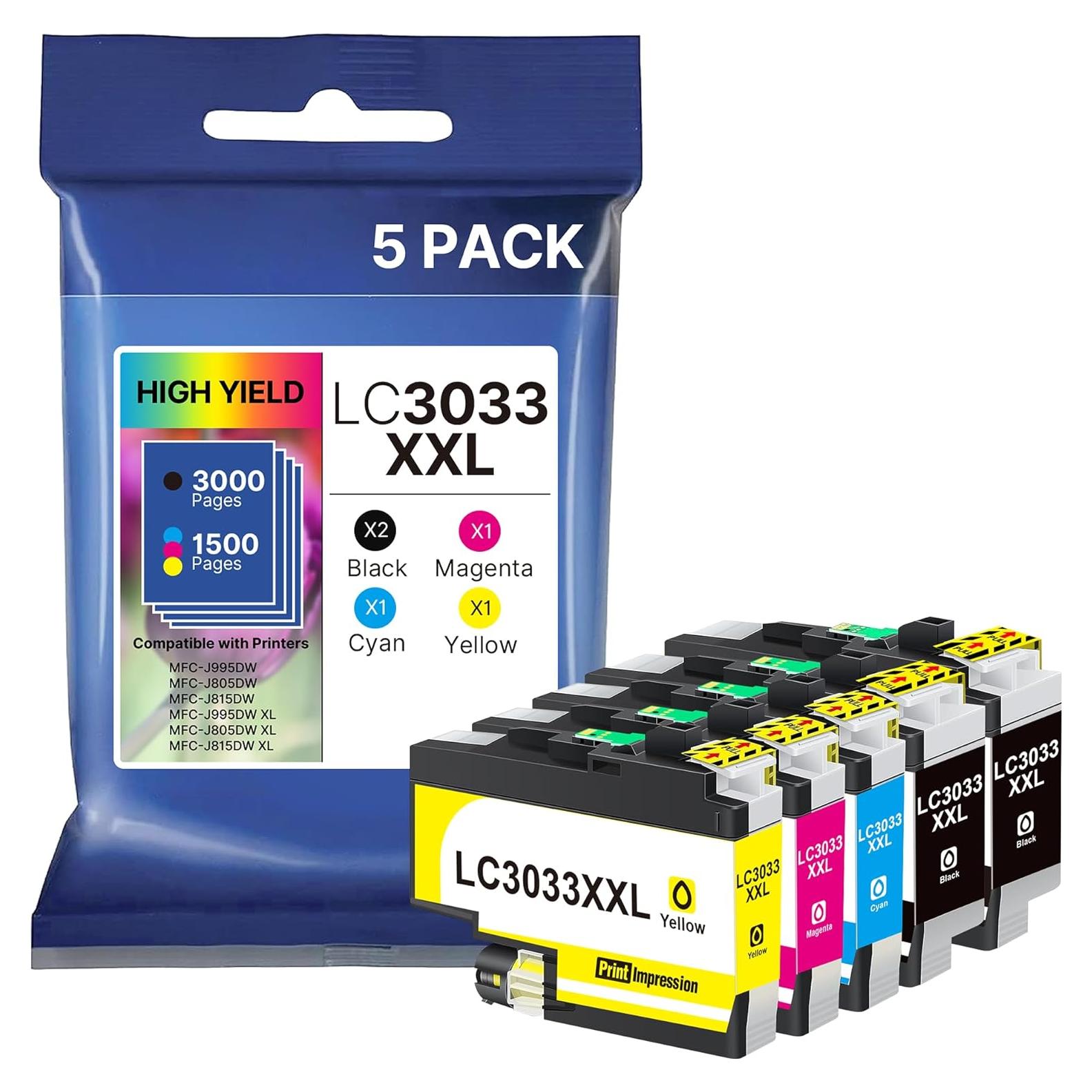 Cartuchos de tinta compatibles Brother LC3033 5-Pack PrintImpression