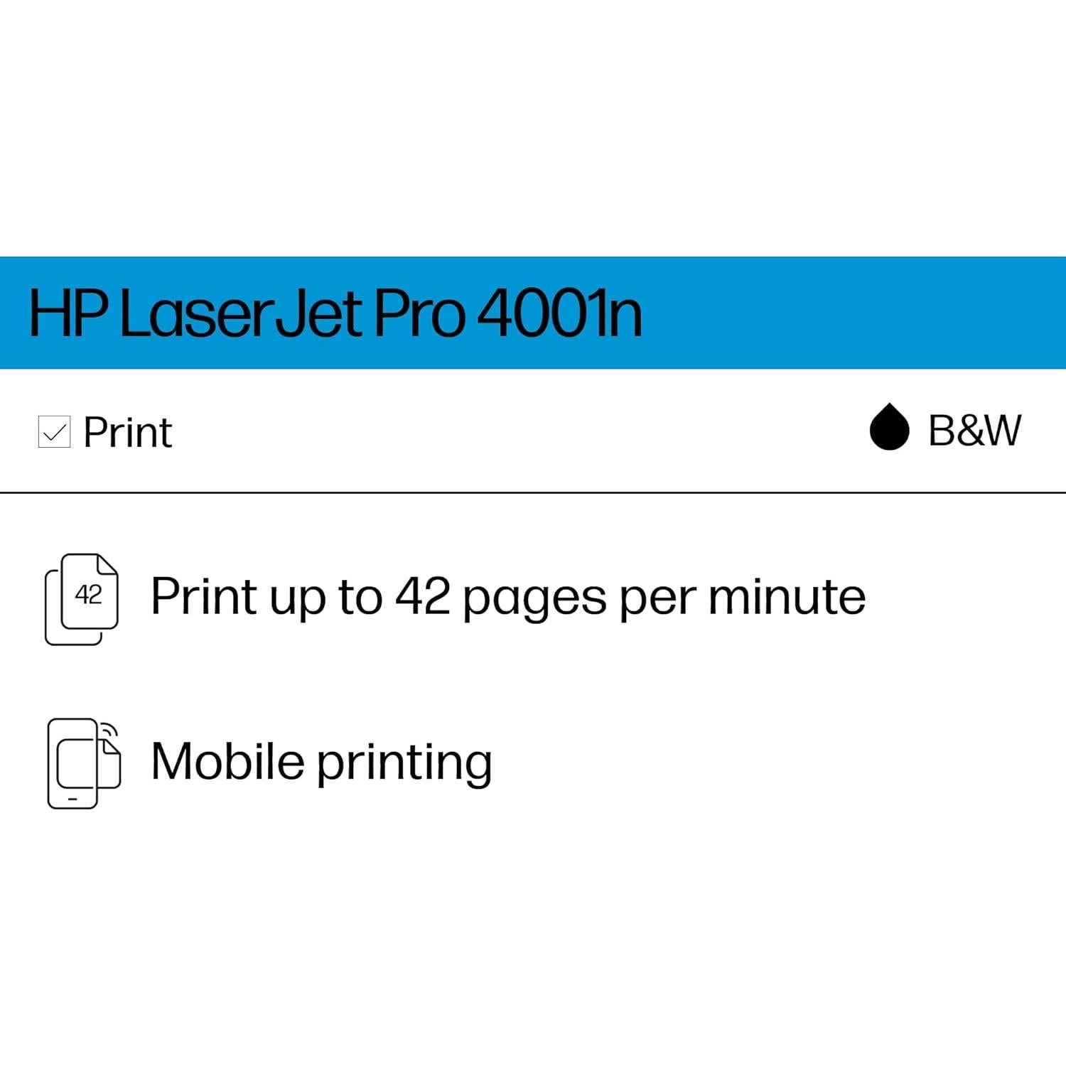 Impresora HP LaserJet Pro 4001n A4 B/N 42 ppm USB Ethernet