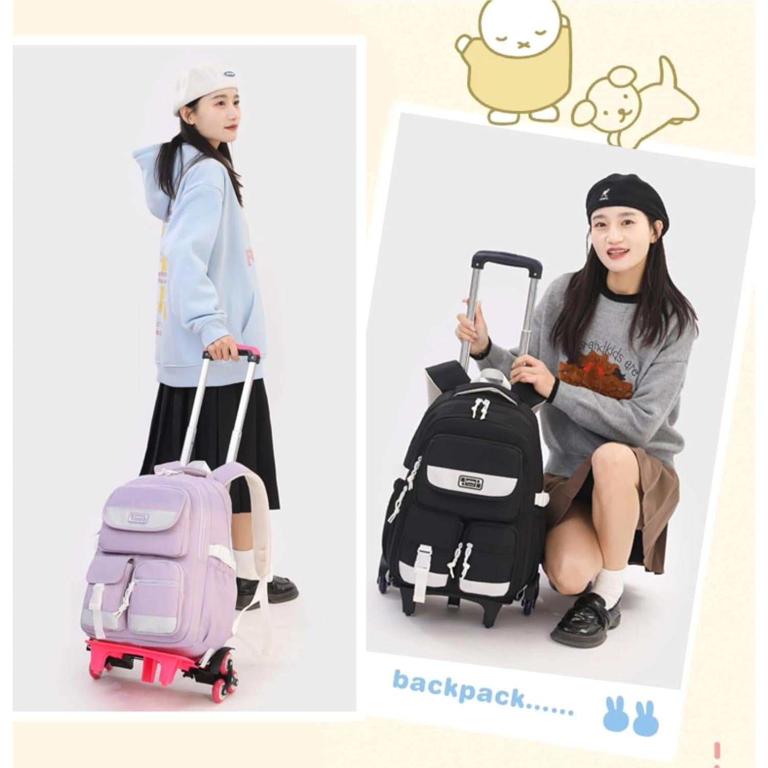 Mochila Rodante MITOWERMI Morado 27.65L para Niñas