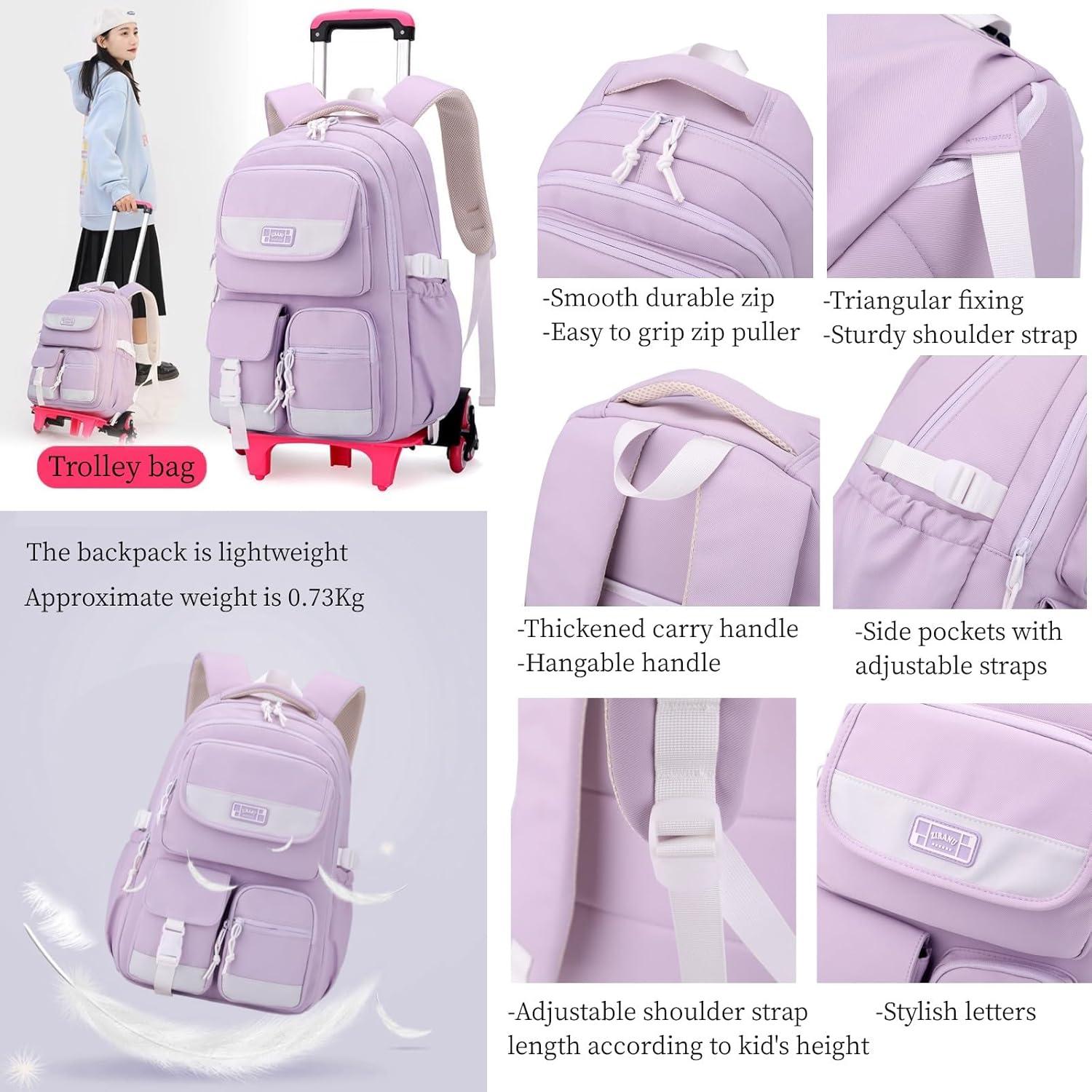 Mochila Rodante MITOWERMI Morado 27.65L para Niñas