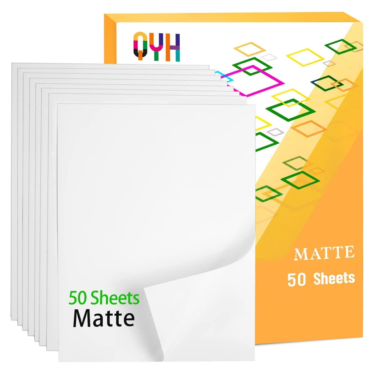Papel de Calcomanías de Vinilo Imprimible QYH - 50 Hojas Mate
