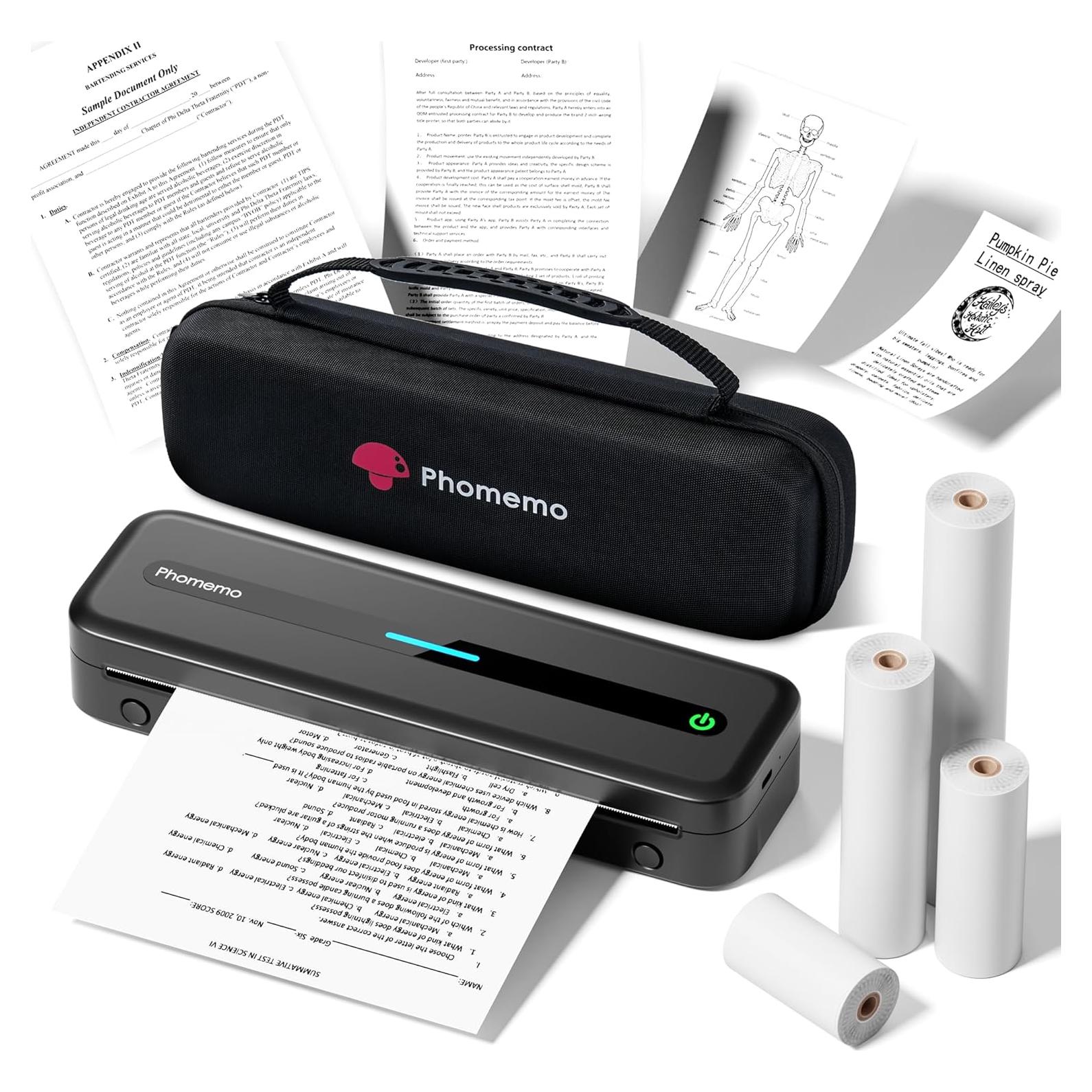 Phomemo Portable Printers Wireless for Travel, M832 Inkless Thermal Printer Support 8.5" X 11" & Multi Sizes, Bluetooth Mobile Printer for Home Office Car, Compatible with iPhone Android Laptop