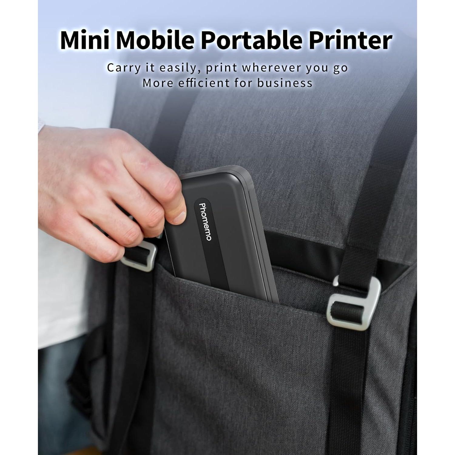 Phomemo Portable Printers Wireless for Travel, M832 Inkless Thermal Printer Support 8.5" X 11" & Multi Sizes, Bluetooth Mobile Printer for Home Office Car, Compatible with iPhone Android Laptop