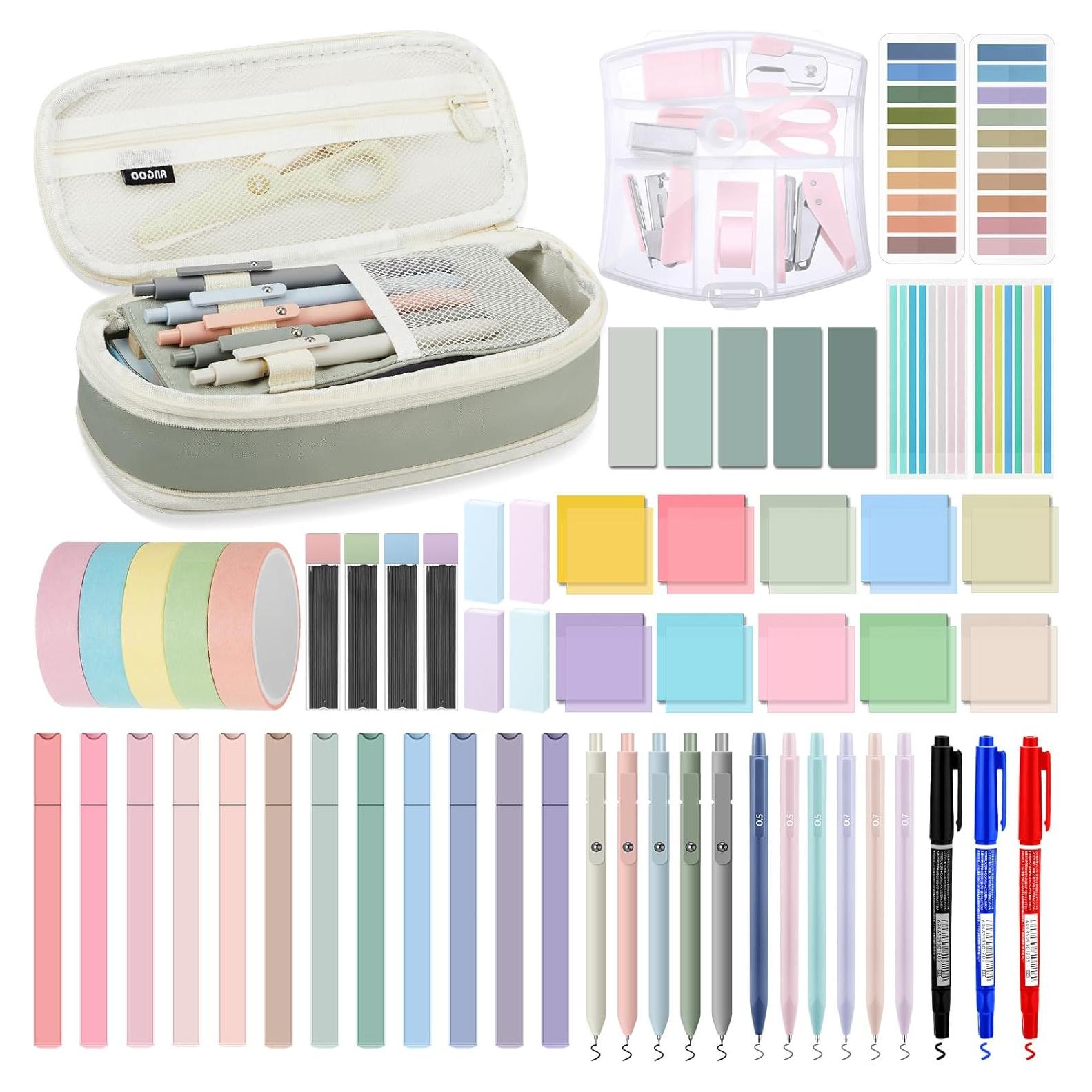 Set de Papelería Sinload 60 Piezas Estuche Verde Claro