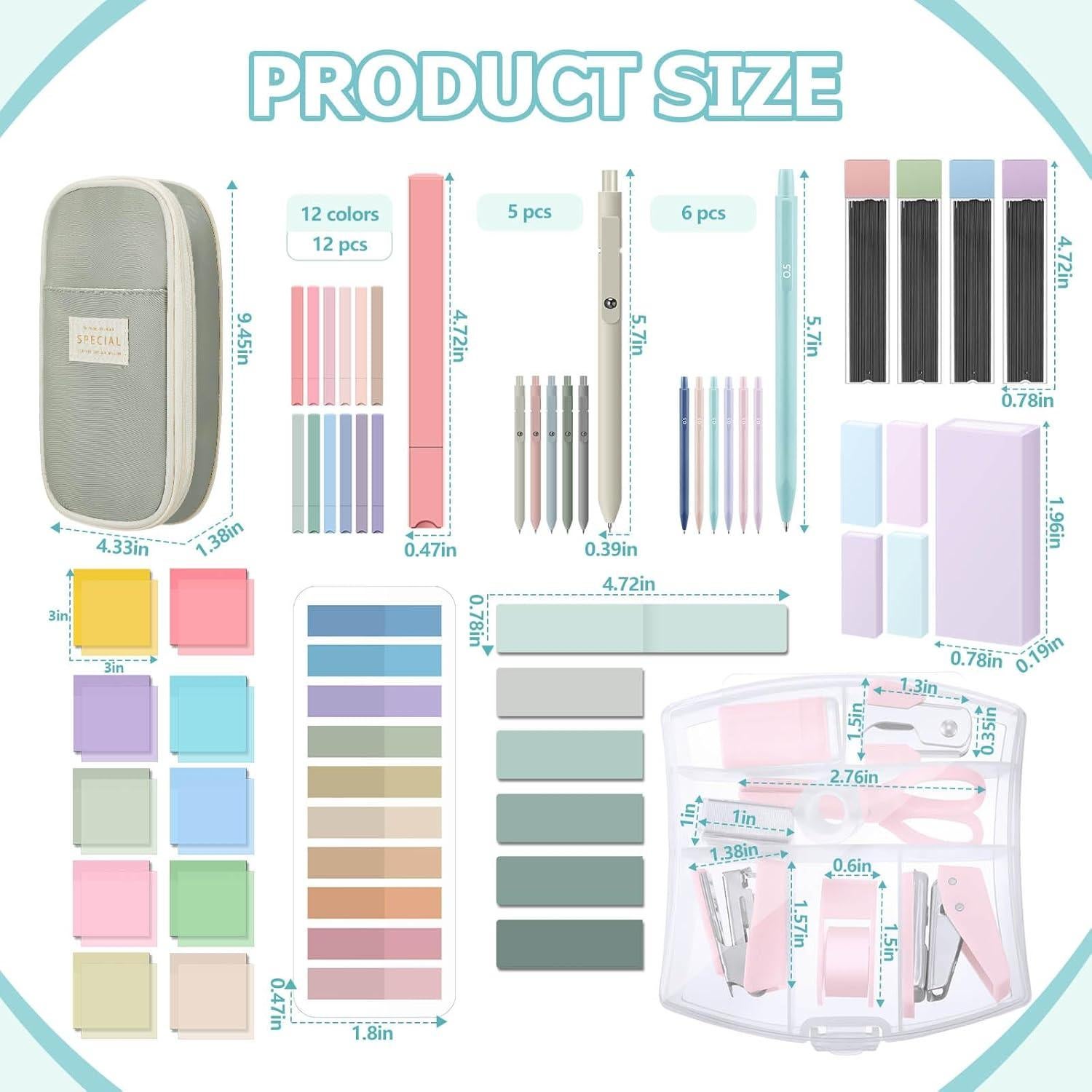 Set de Papelería Sinload 60 Piezas Estuche Verde Claro