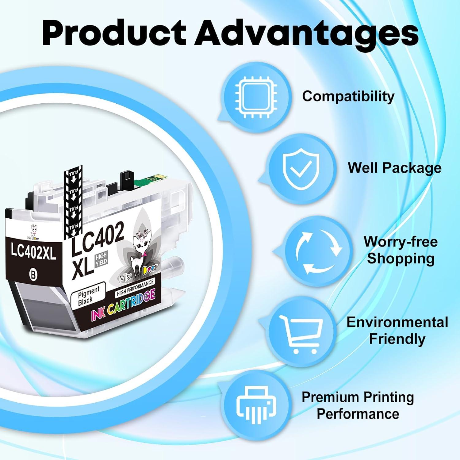 Cartuchos de tinta Miss Deer LC402XL para Brother MFC-J5340DW