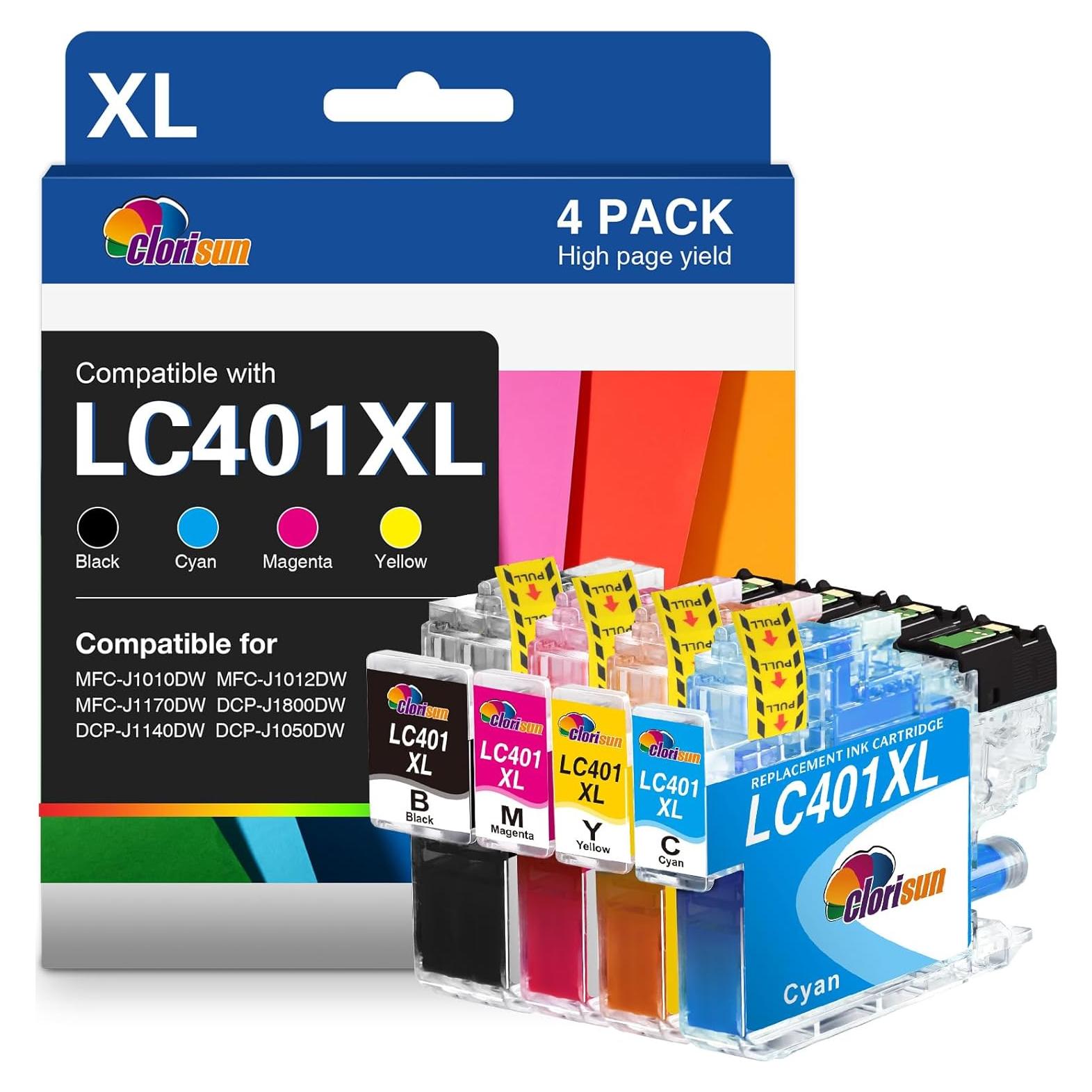 Cartuchos de tinta Clorisun LC401XL compatibles Brother 4PK