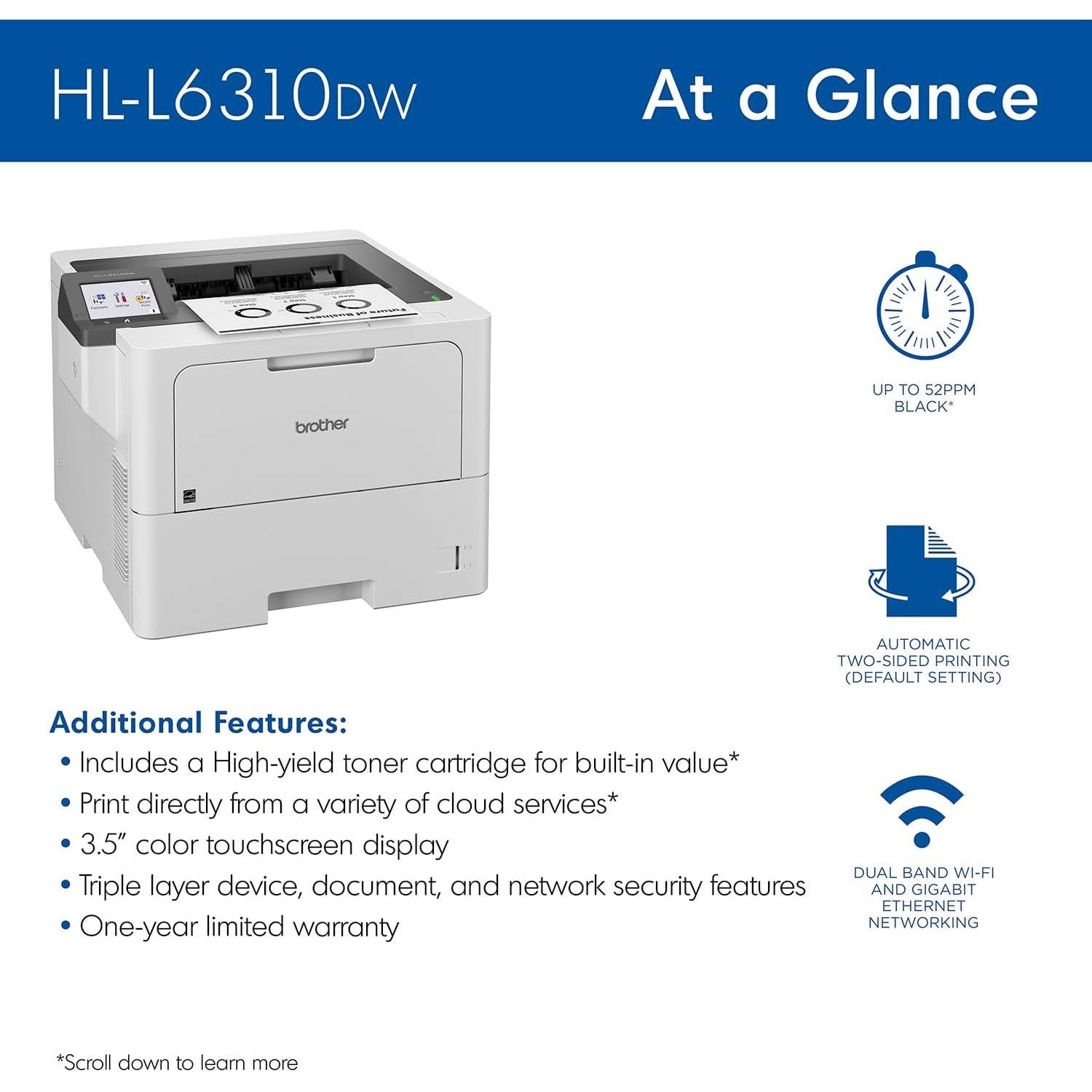 Impresora Láser Monocromática Brother HL-L6310DW 52ppm