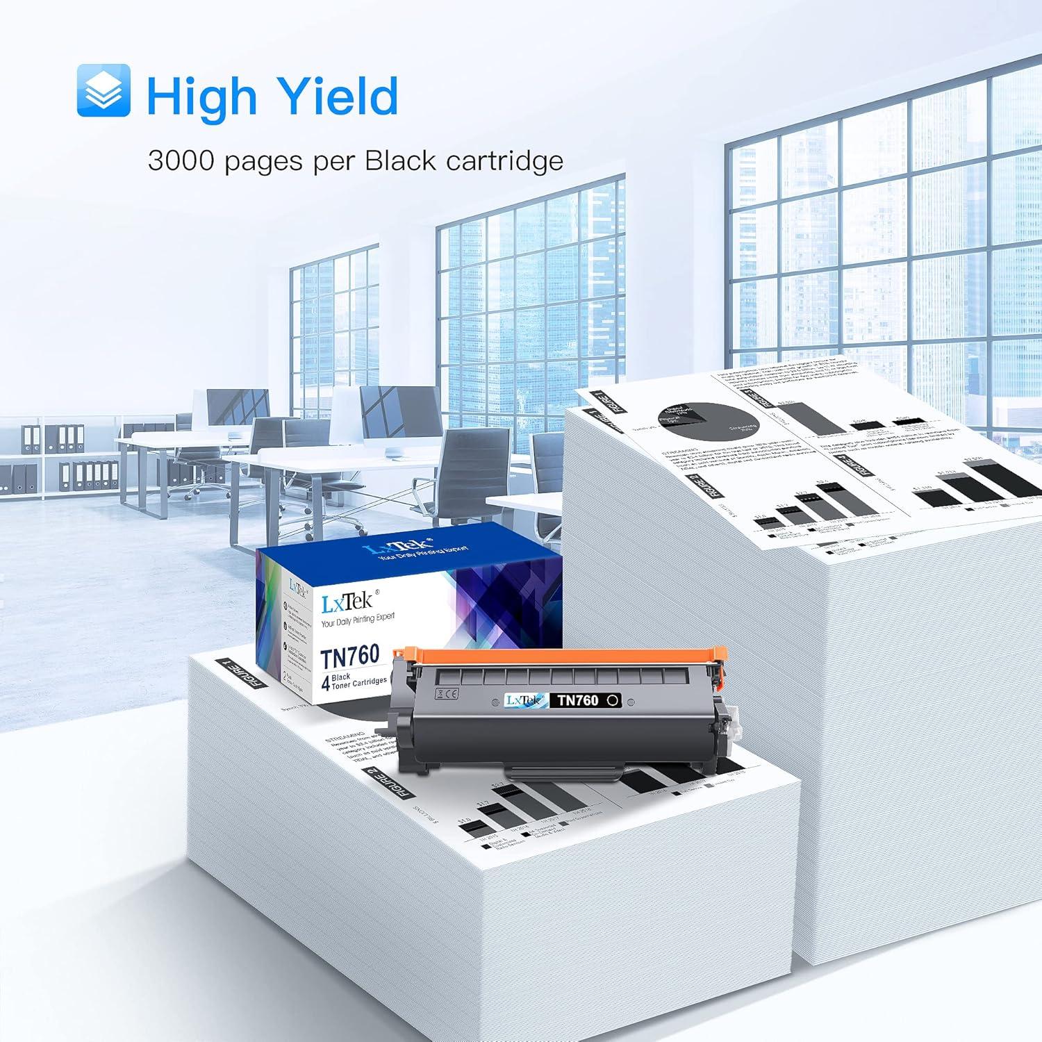 Cartucho de Tóner LxTek TN760 Compatible para Brother - 4 Pzs