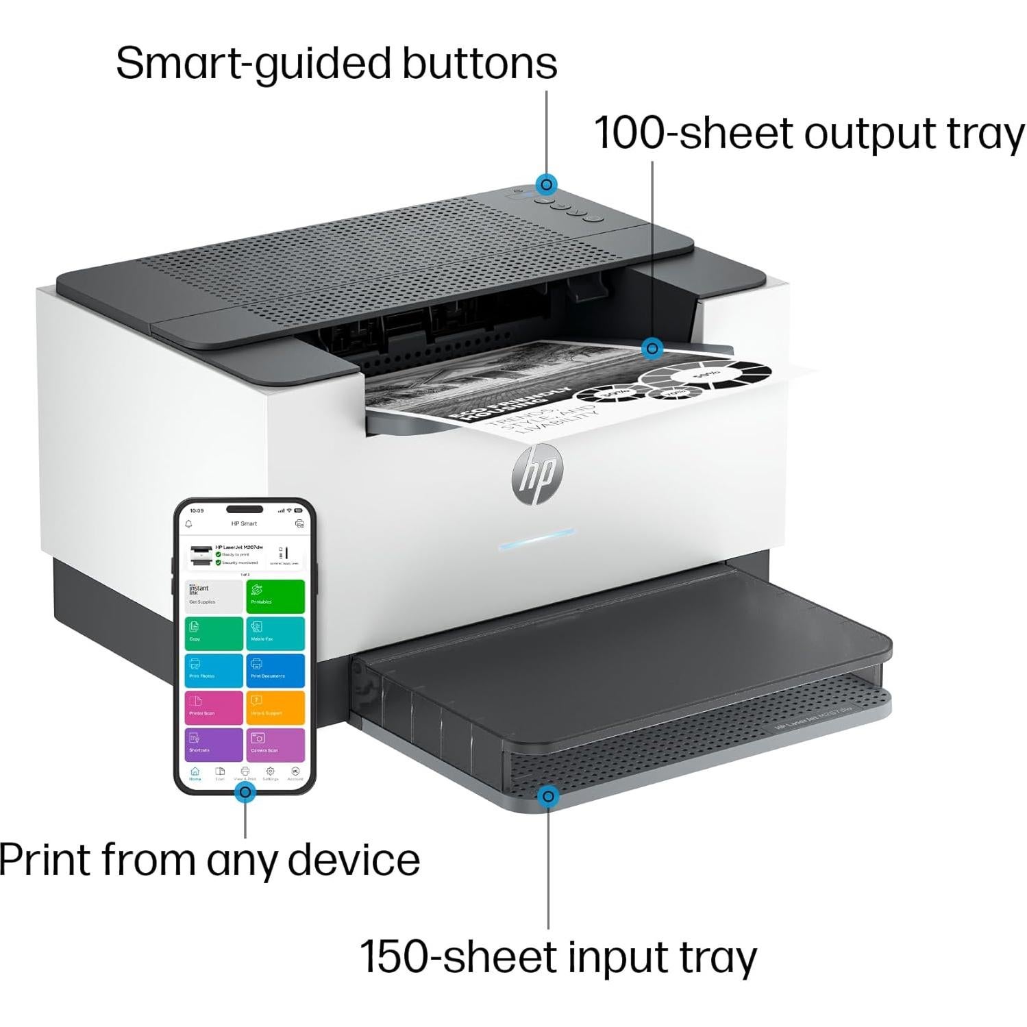 Impresora Láser Inalámbrica HP LaserJet M207dw, Dúplex, 28 ppm