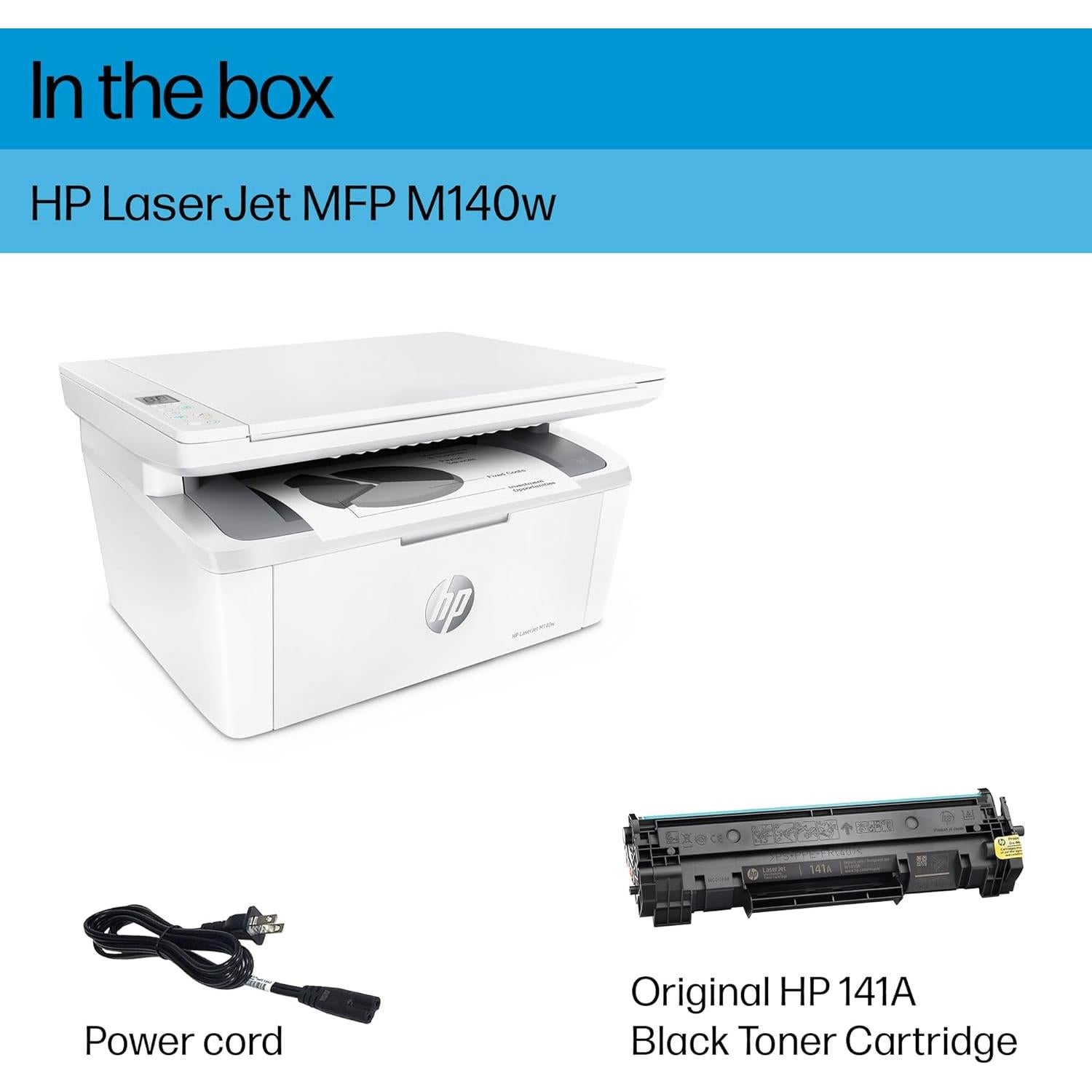 Impresora Multifuncional Láser HP LaserJet MFP M140w - Inalámbrica, Escanea y Copia